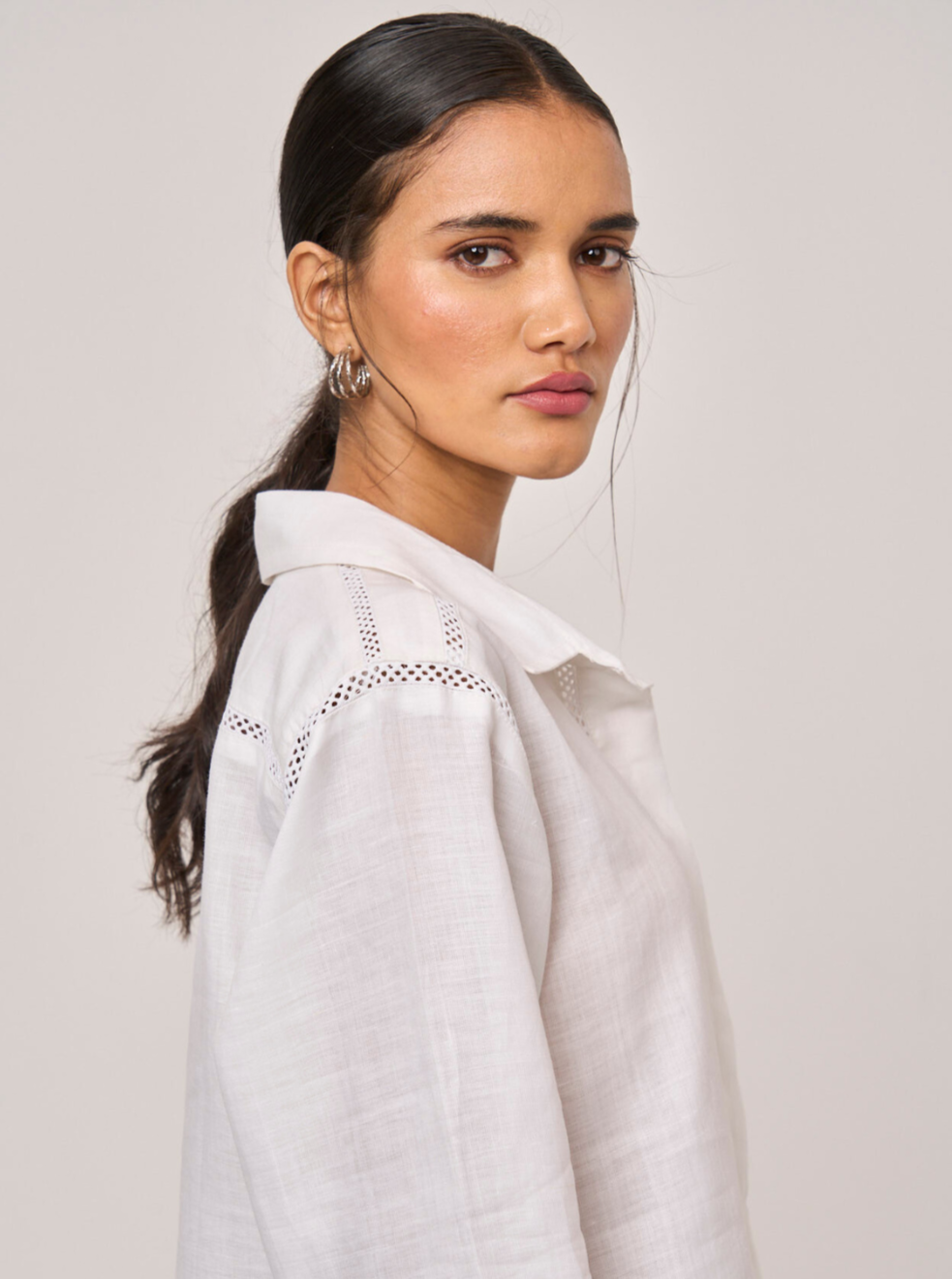 NY Oversized Linen Shirt - Ivory