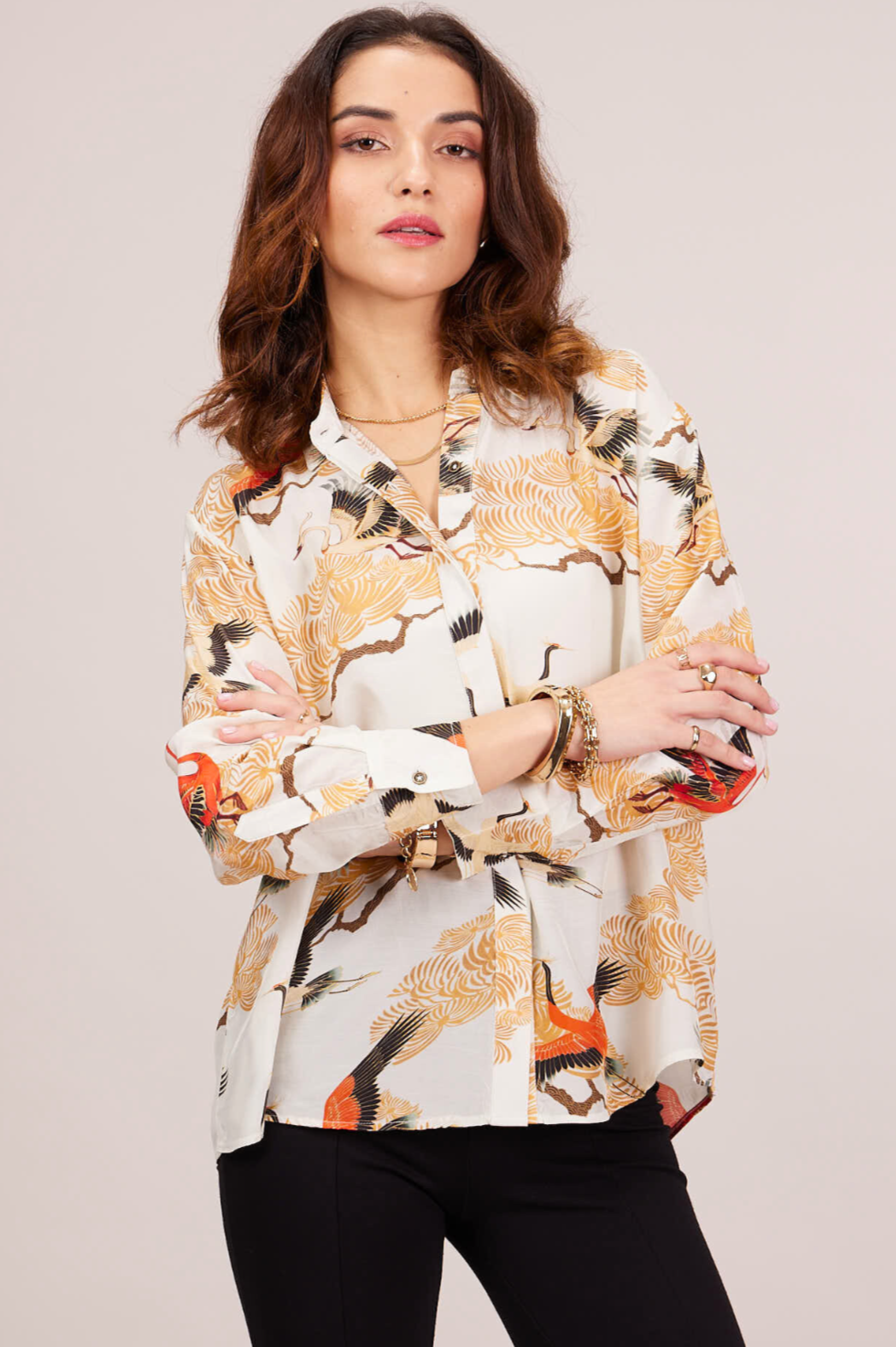Tonino Oversized Shirt - Bird Print