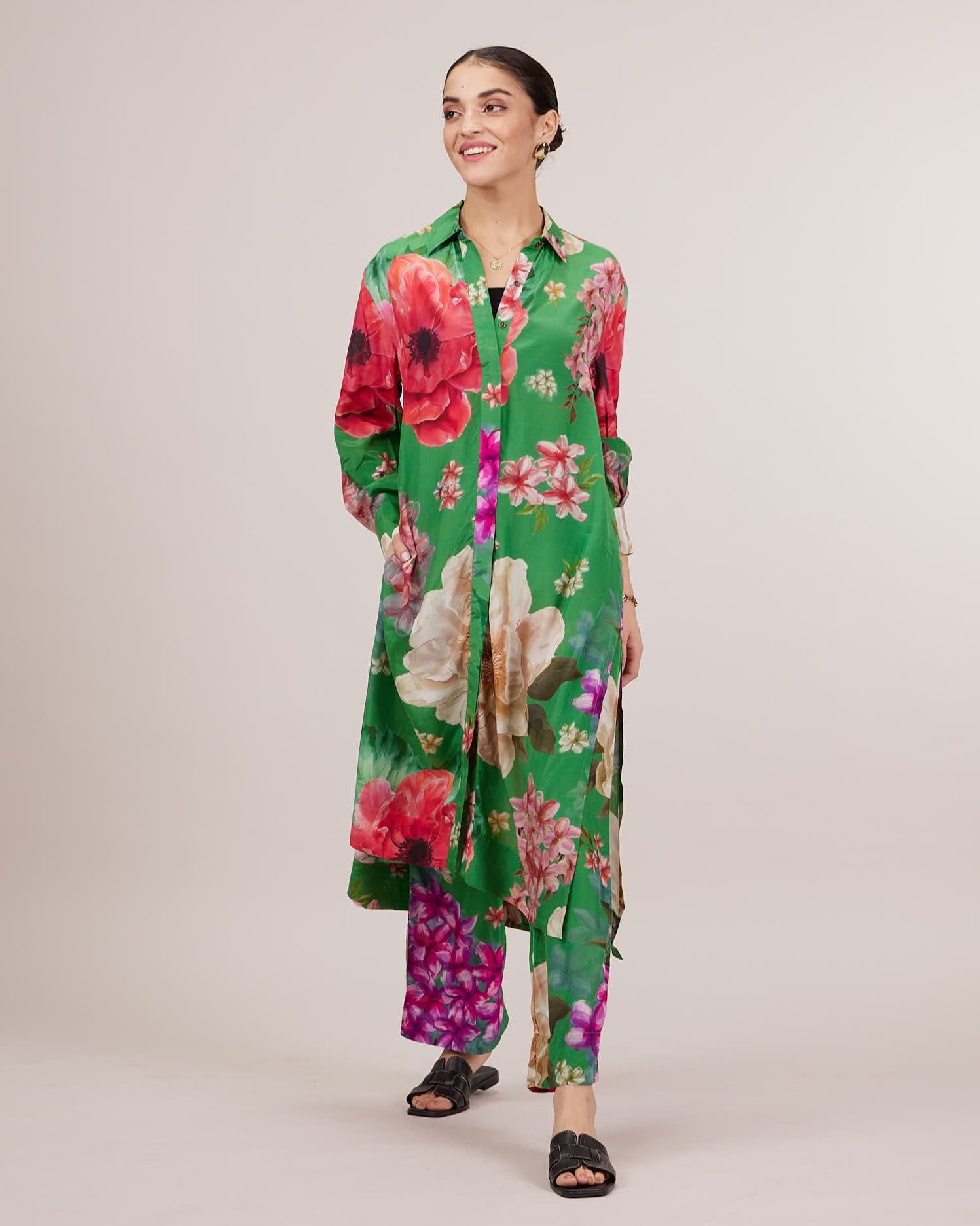 Brooklyn Co-ord set - Green Floral Print