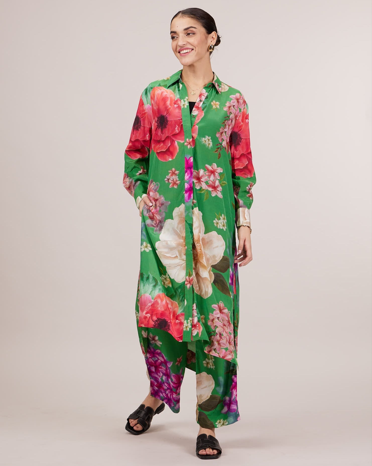 Brooklyn Co-ord set - Green Floral Print