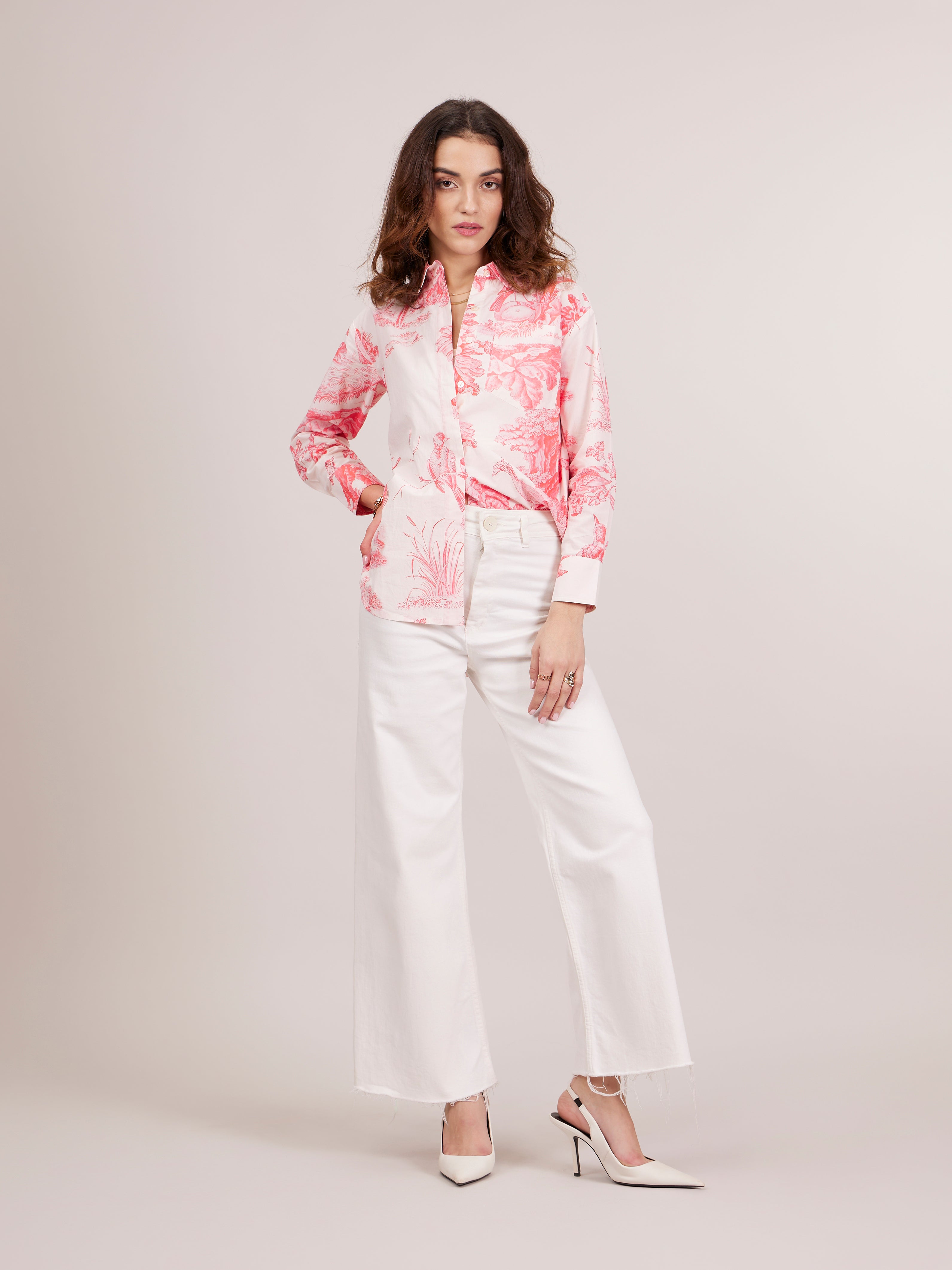 Cabo Oversized Printed Shirt - Pink