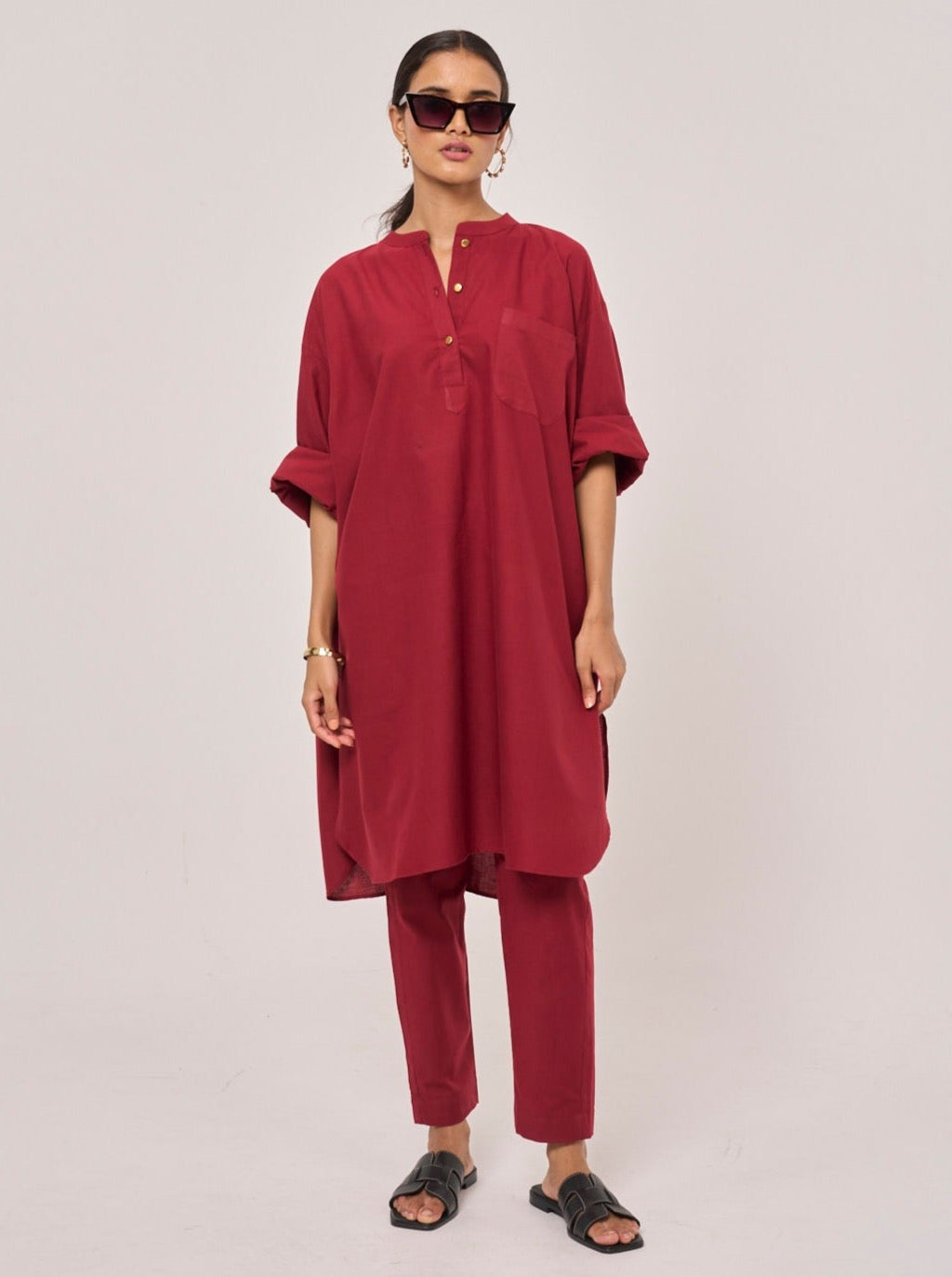 Yoko Oversized Co-ord Set - Maroon