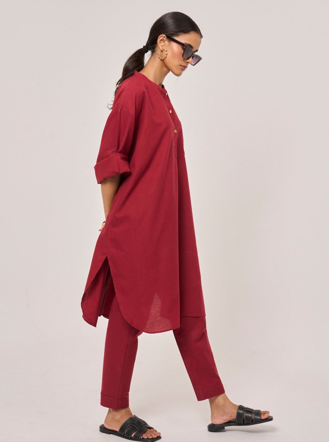 Yoko Oversized Co-ord Set - Maroon