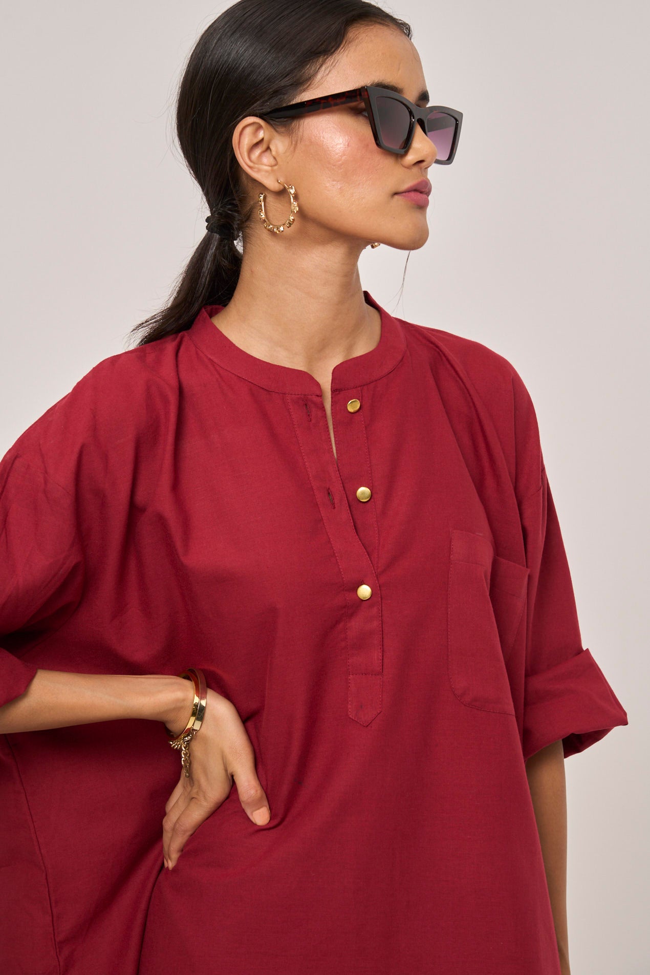 Yoko Oversized Co-ord Set - Maroon