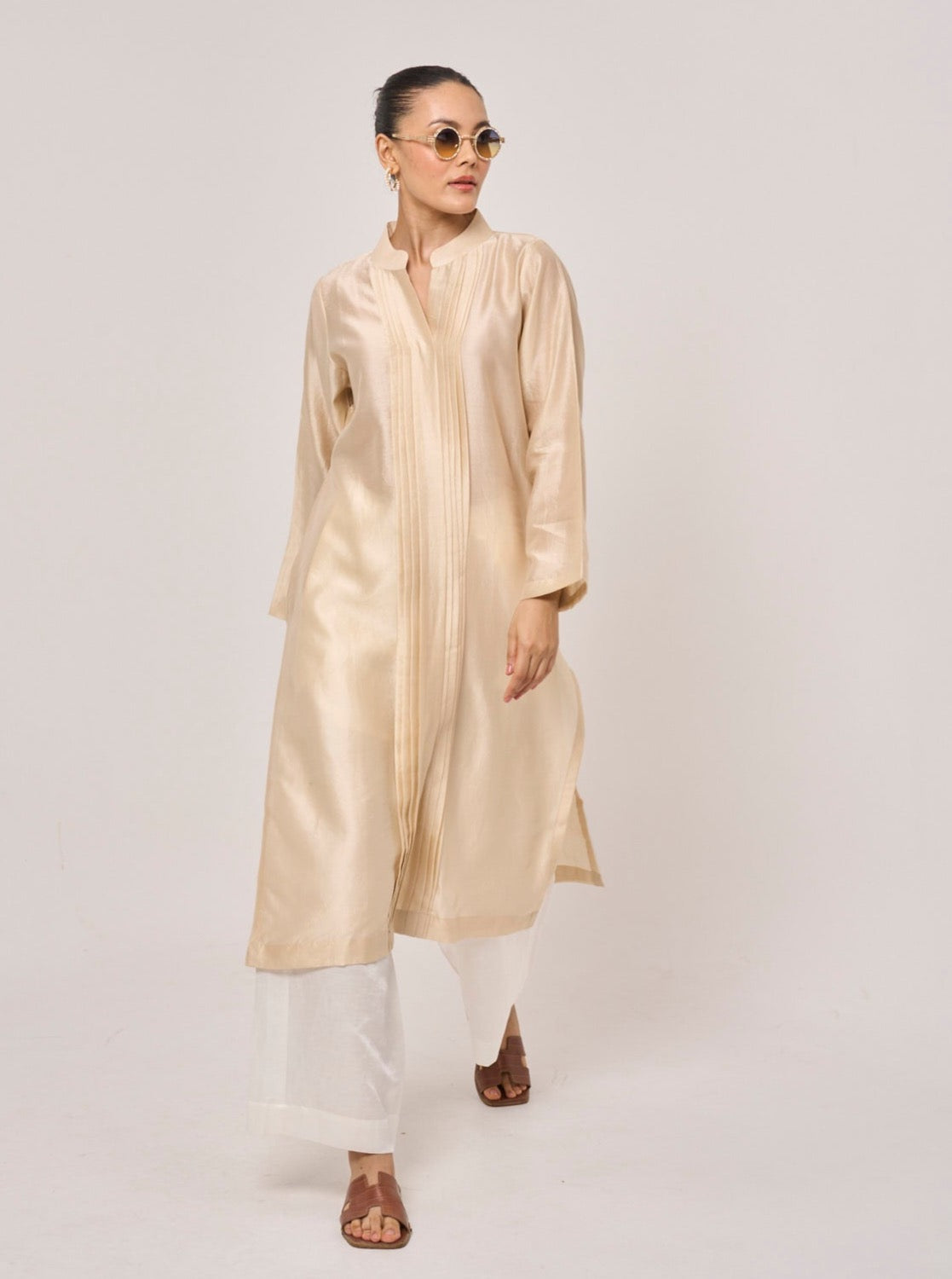 Estella Cotton Silk Kurta - Beige