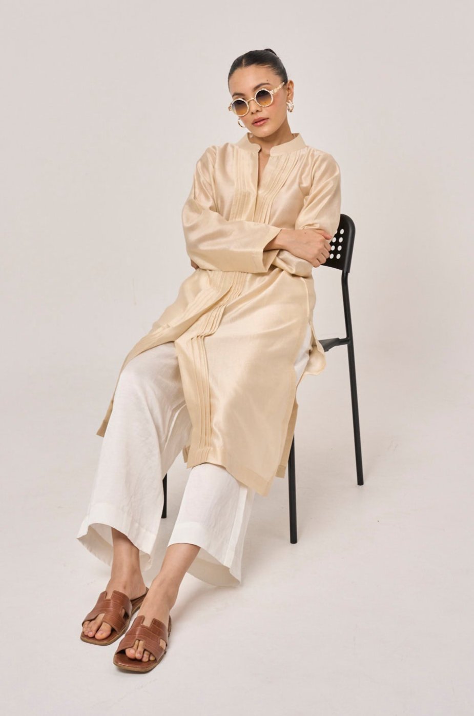 Estella Cotton Silk Kurta - Beige