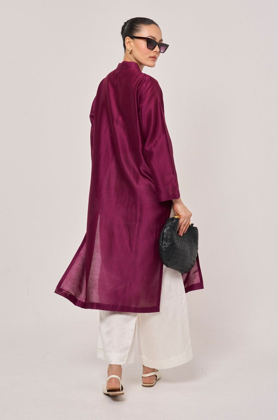 Estella Cotton Silk Kurta - Burgundy