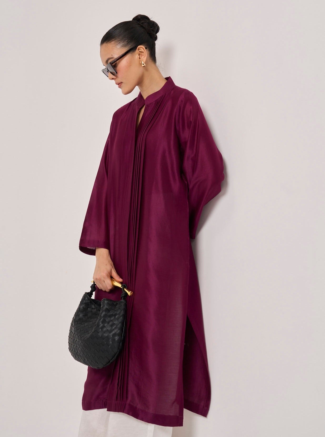 Estella Cotton Silk Kurta - Burgundy