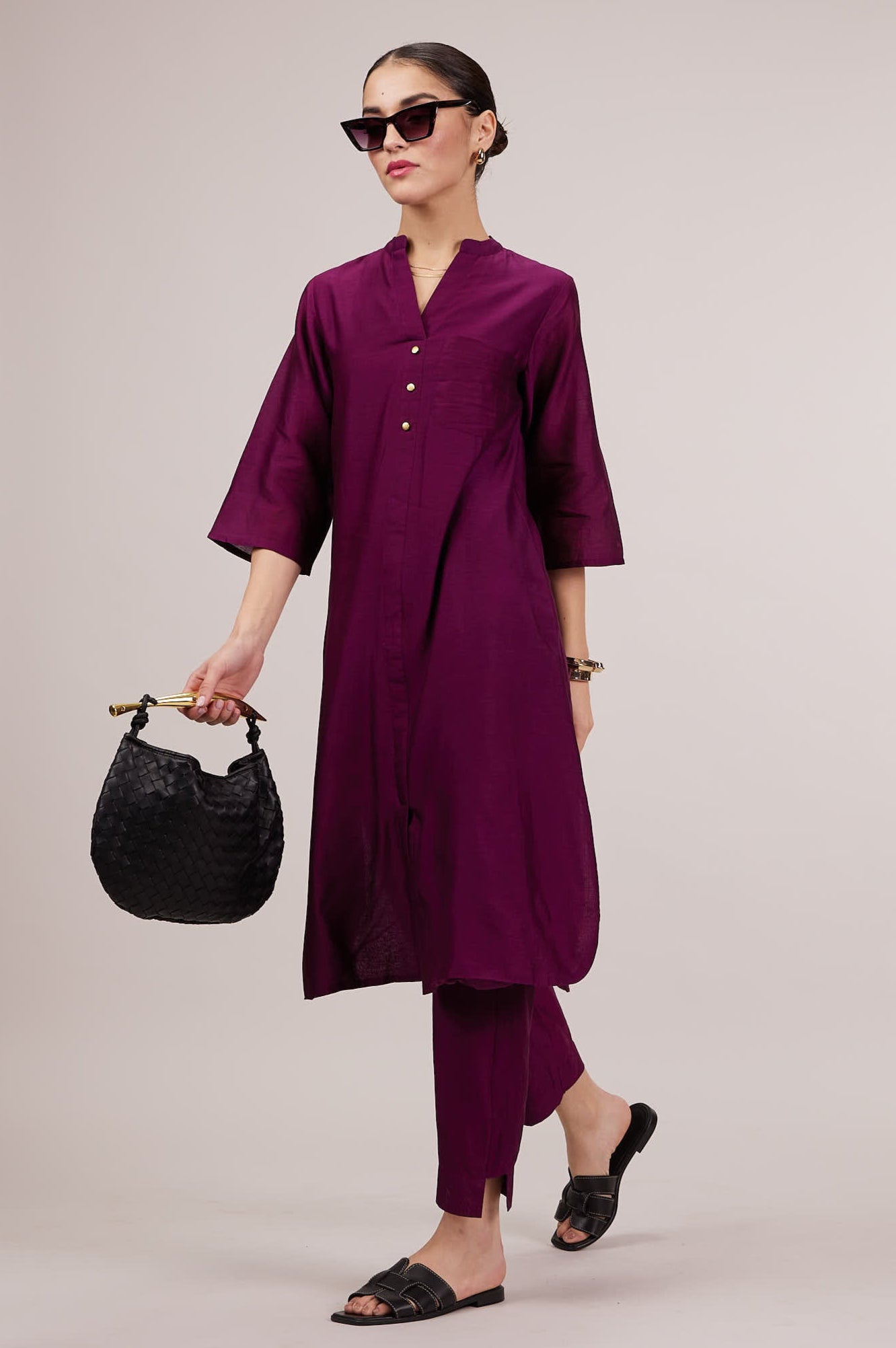 Mao Co-ord Set - Aubergine