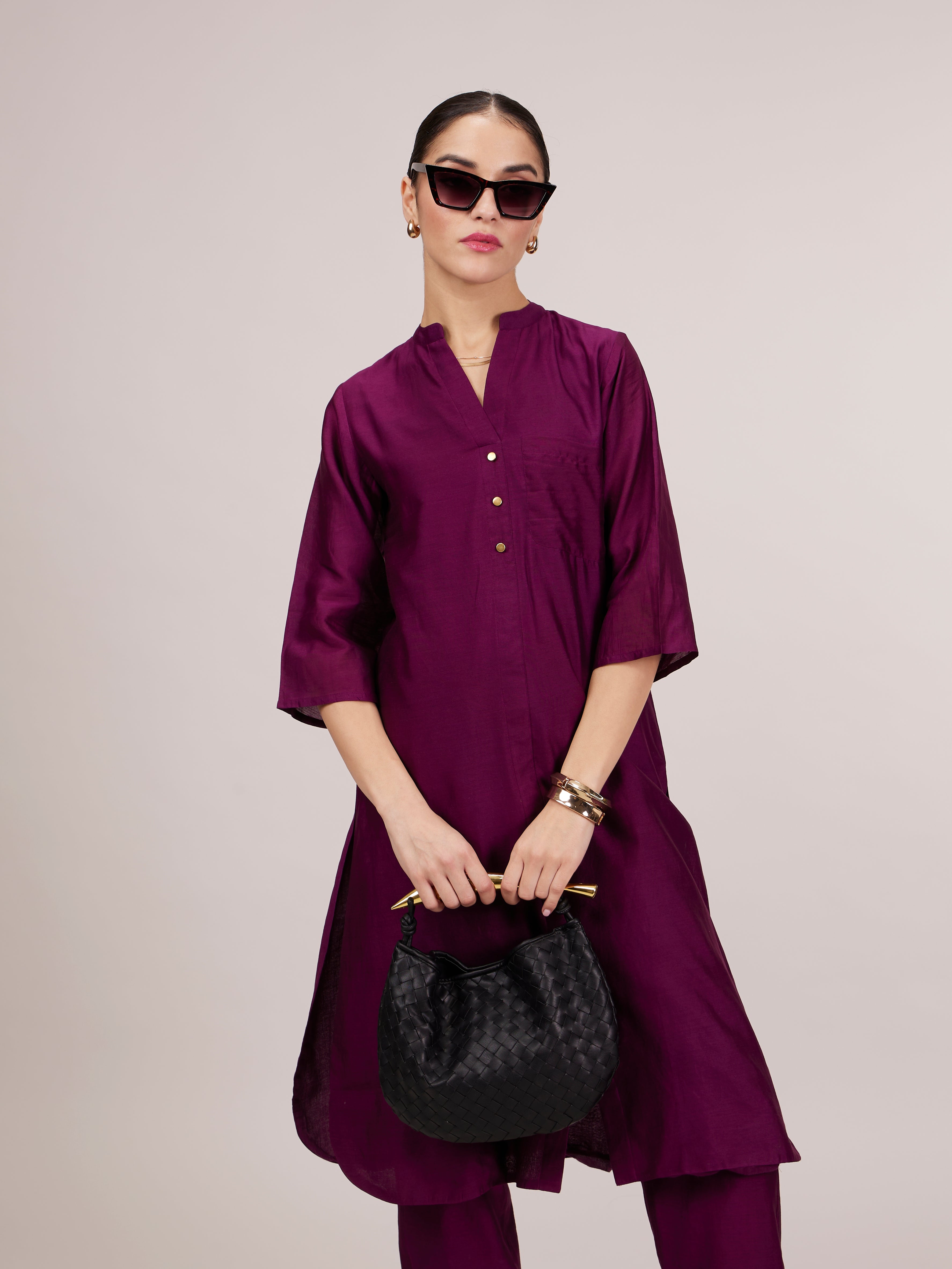 Mao Co-ord Set - Aubergine