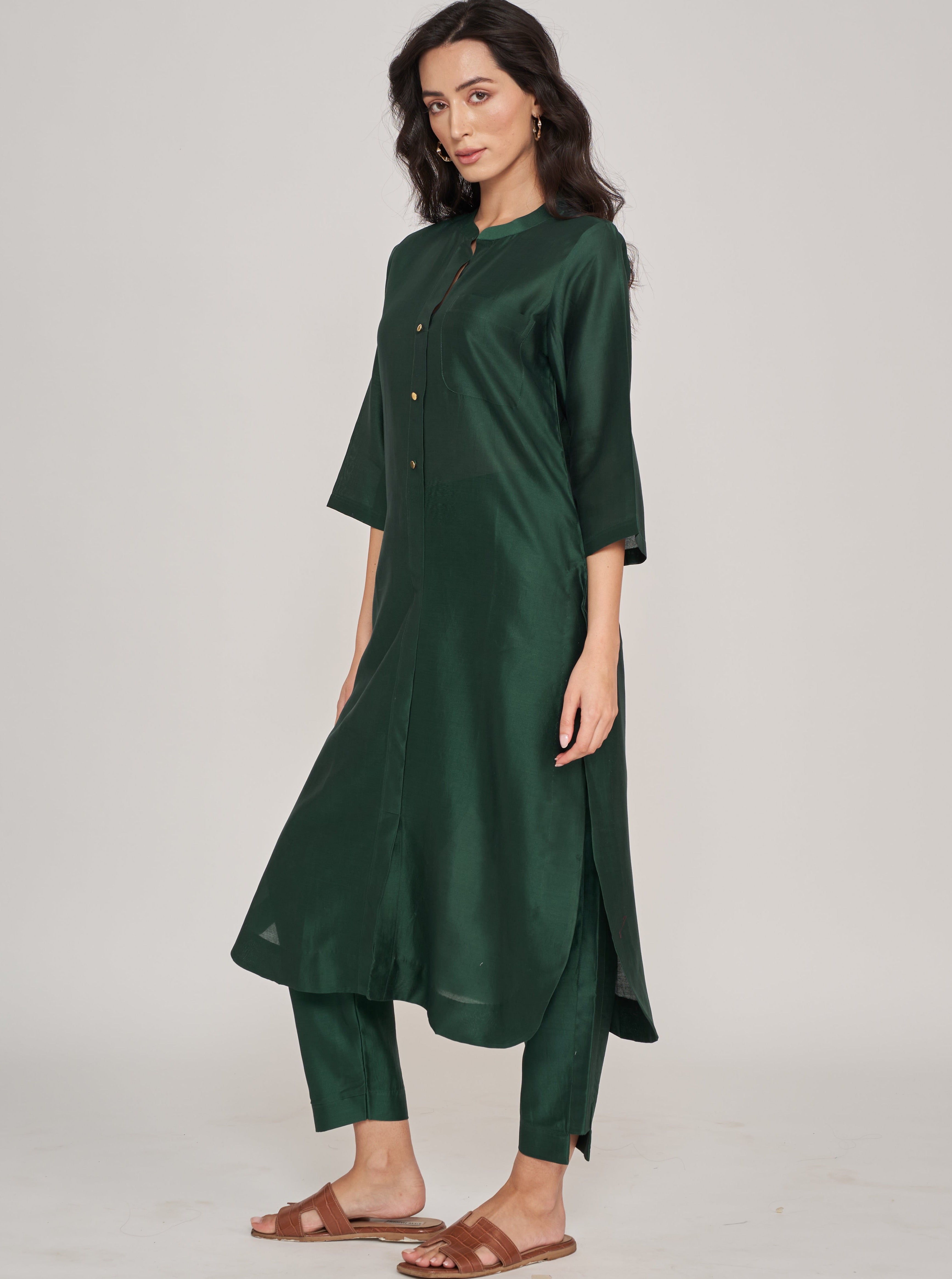 Mao Co-ord set - Dark Green