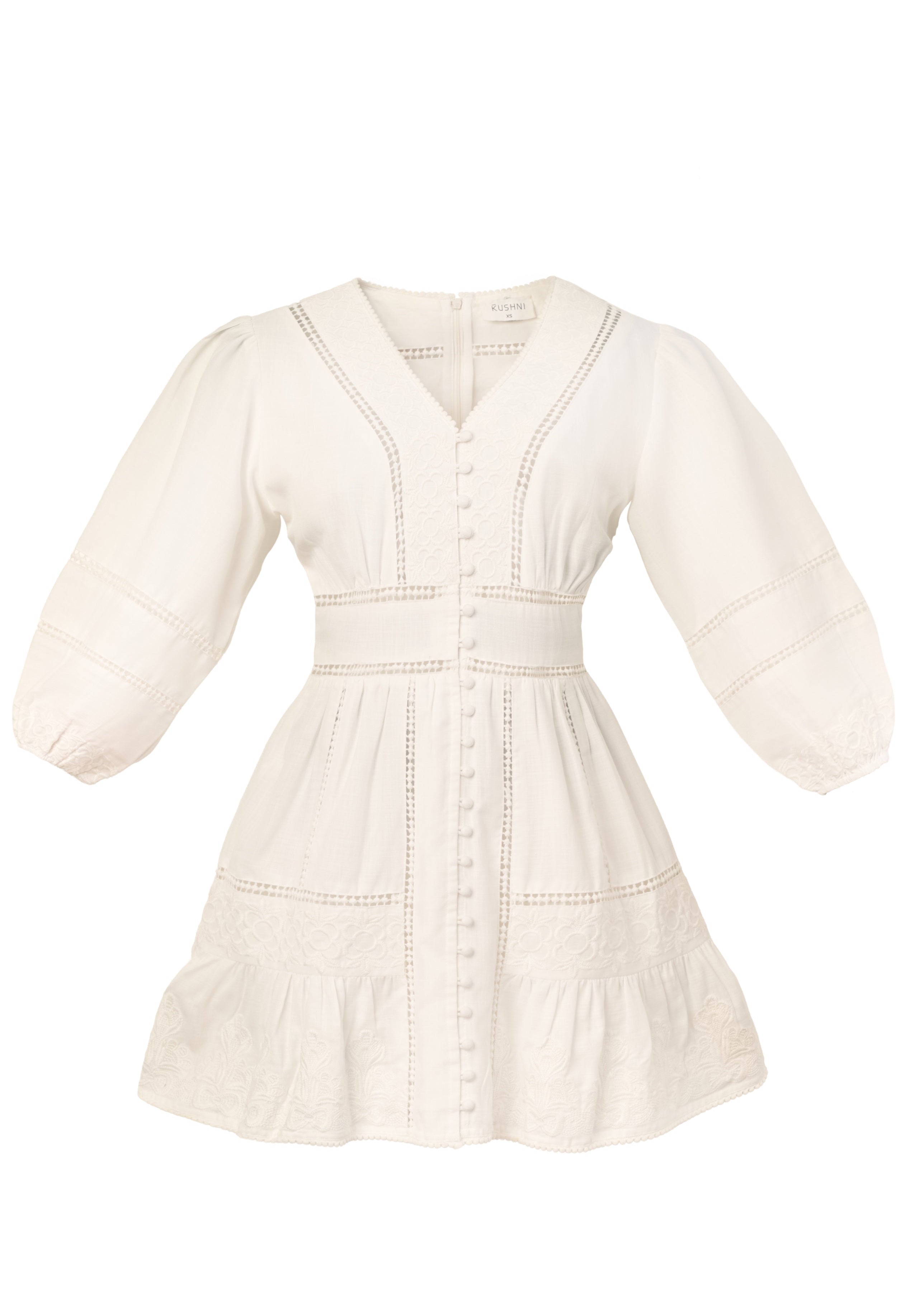 Ivanna Embroidered Mini Dress - White