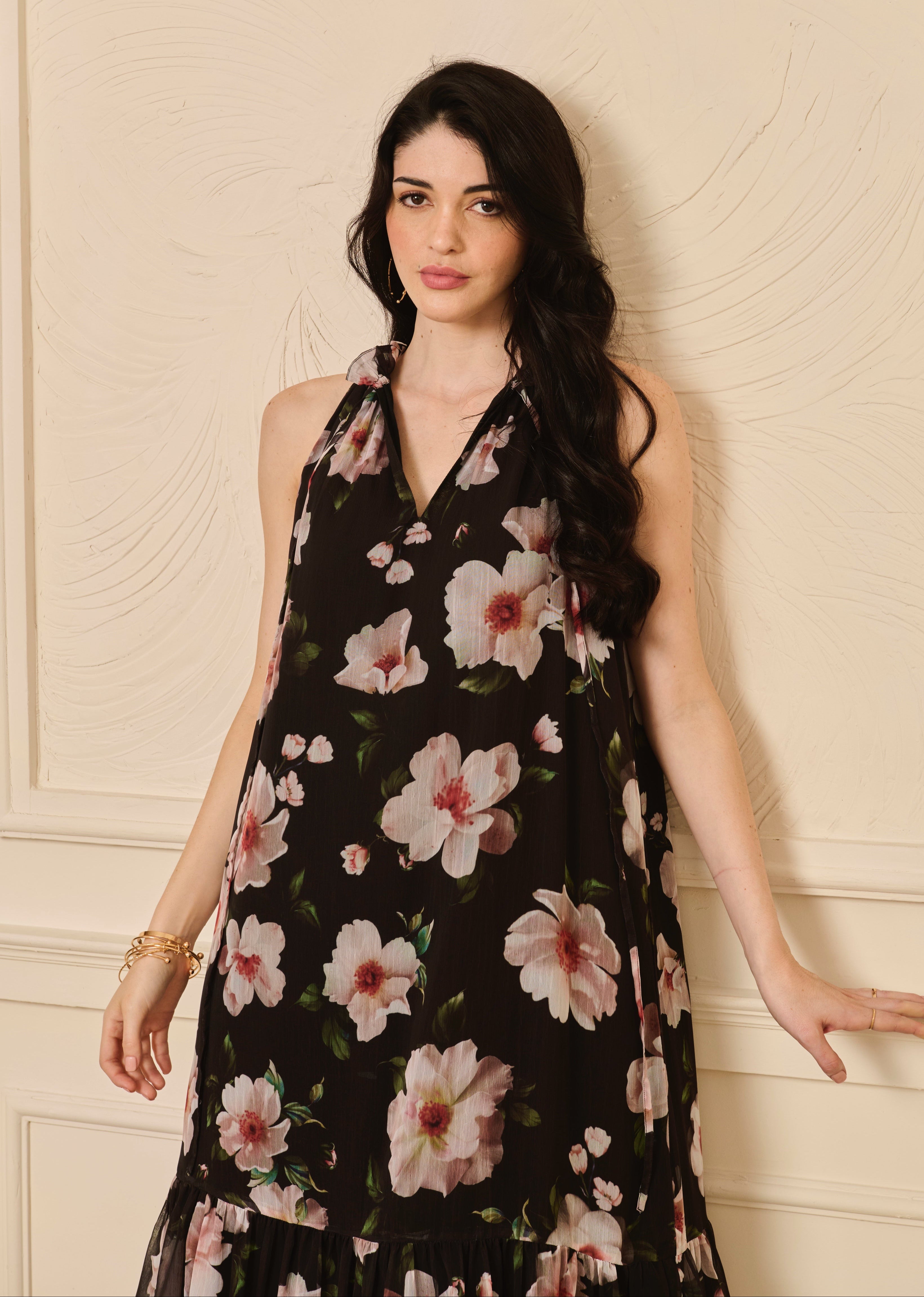 Myra Dress - Black Floral
