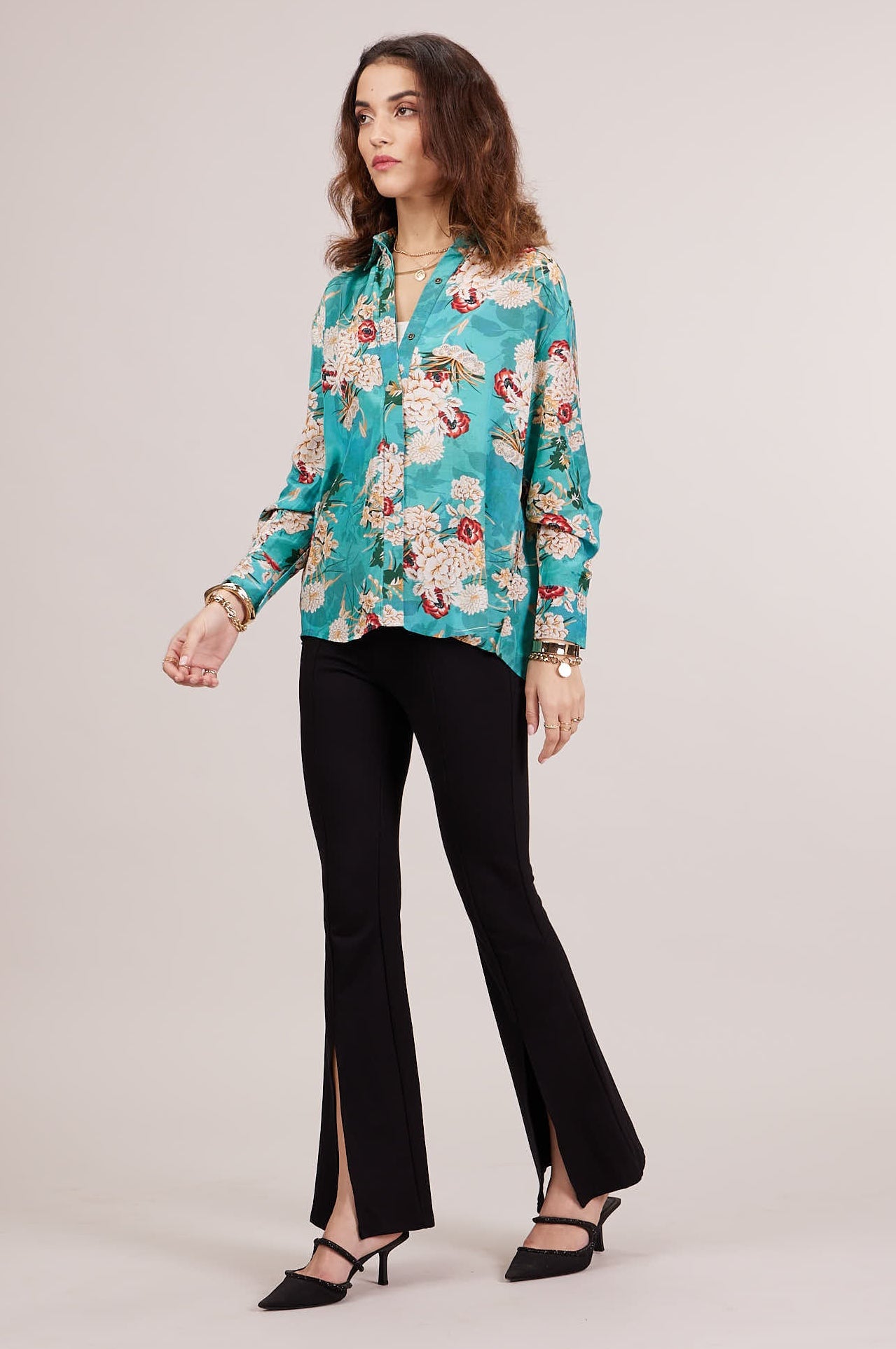 Tonino Oversized Shirt - Jade Green Print