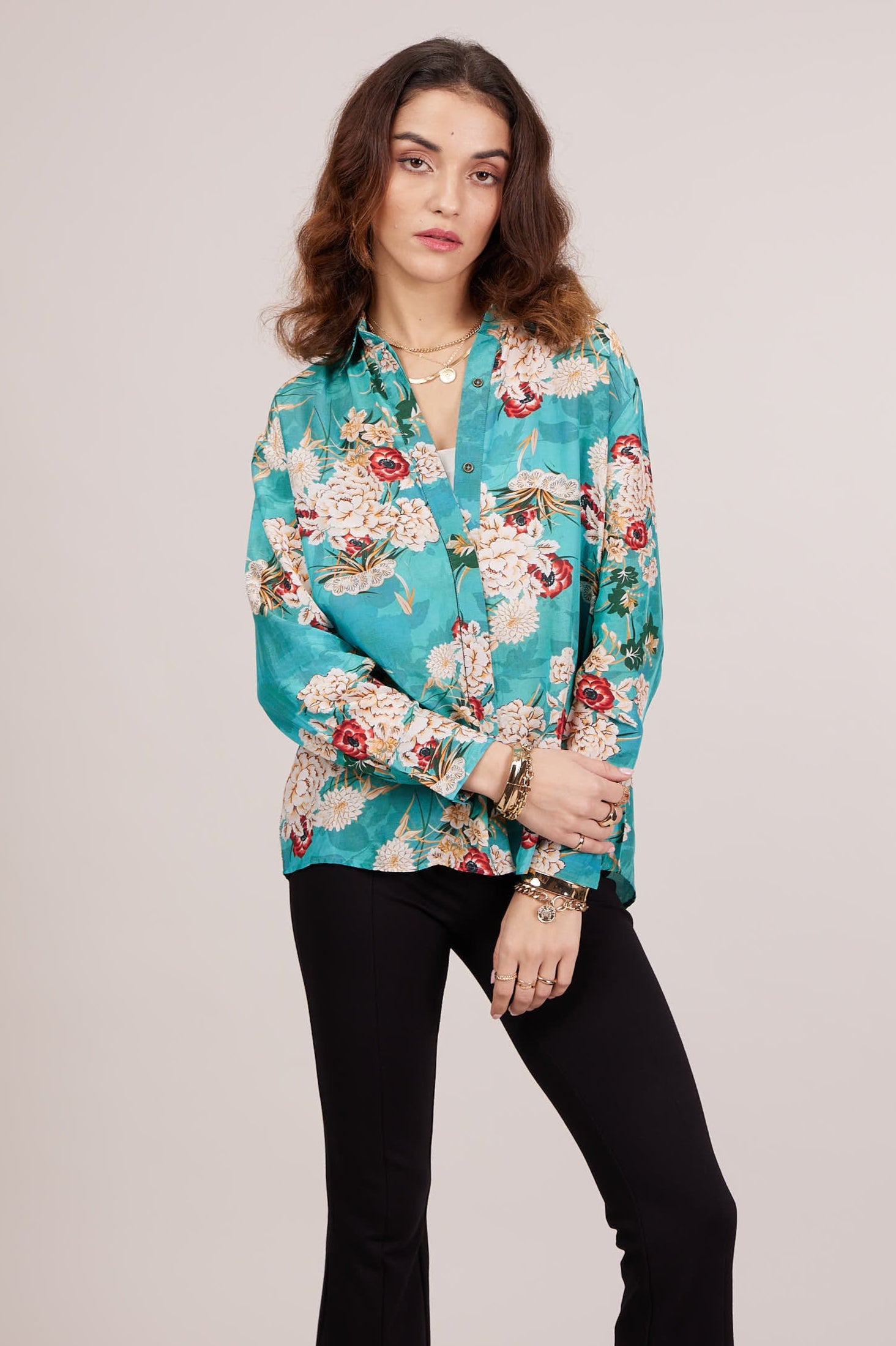 Tonino Oversized Shirt - Jade Green Print