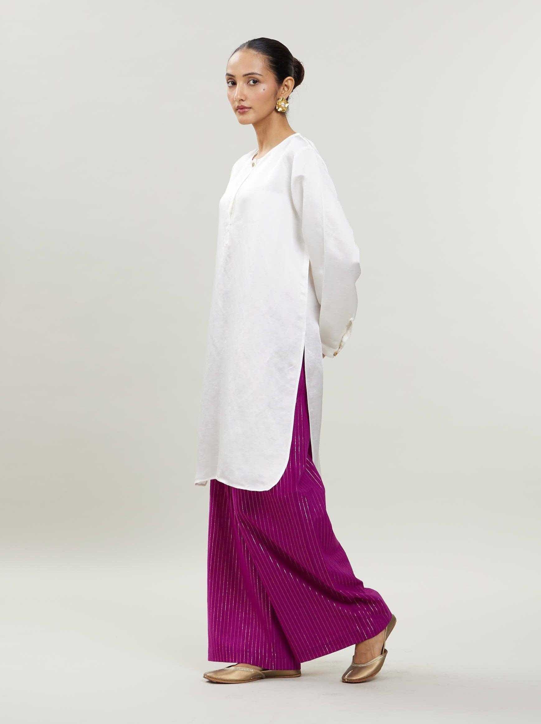Rumi Kurta - White Satin linen