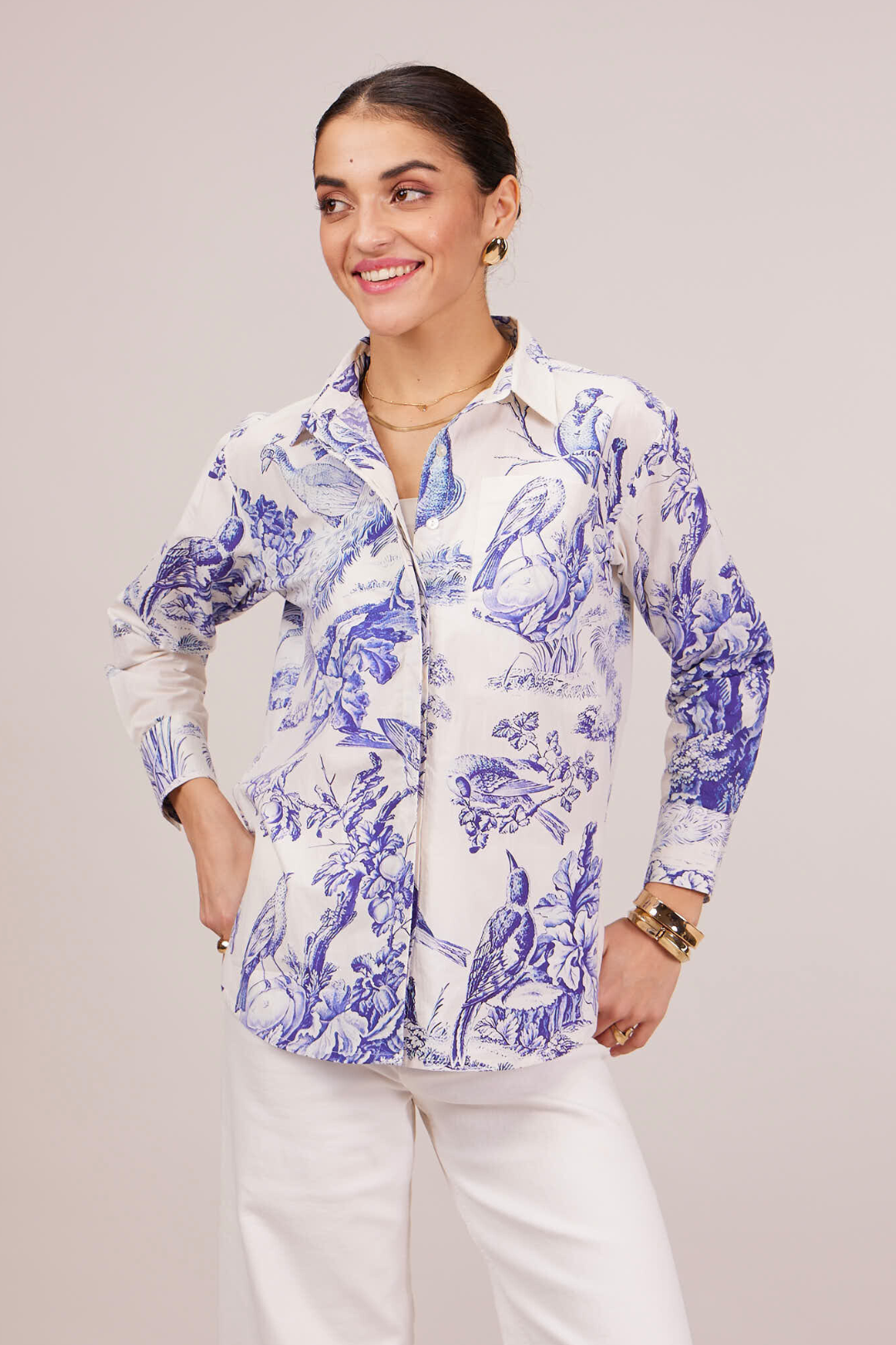 Cabo Oversized Printed Shirt - Blue