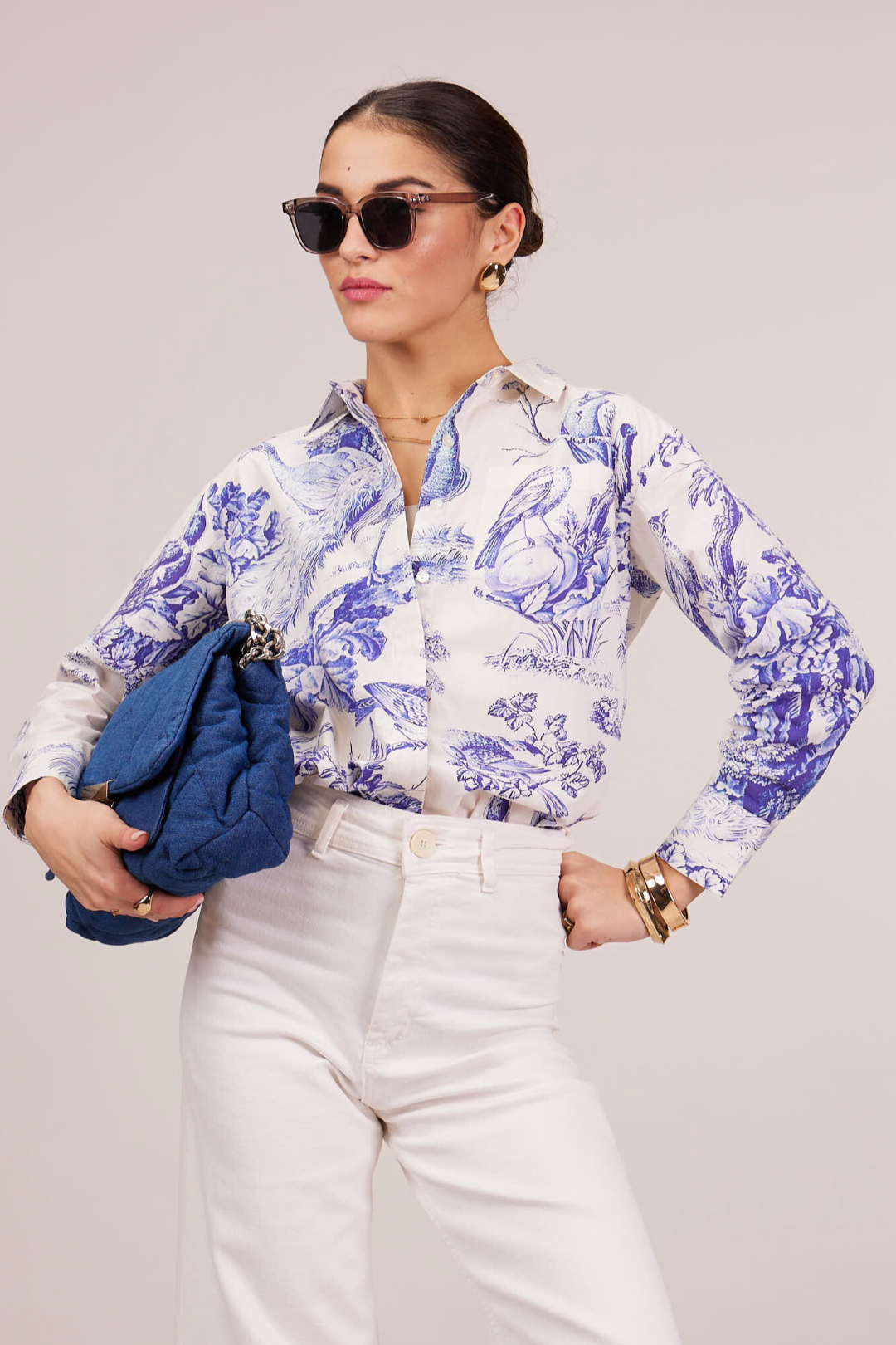 Cabo Oversized Printed Shirt - Blue