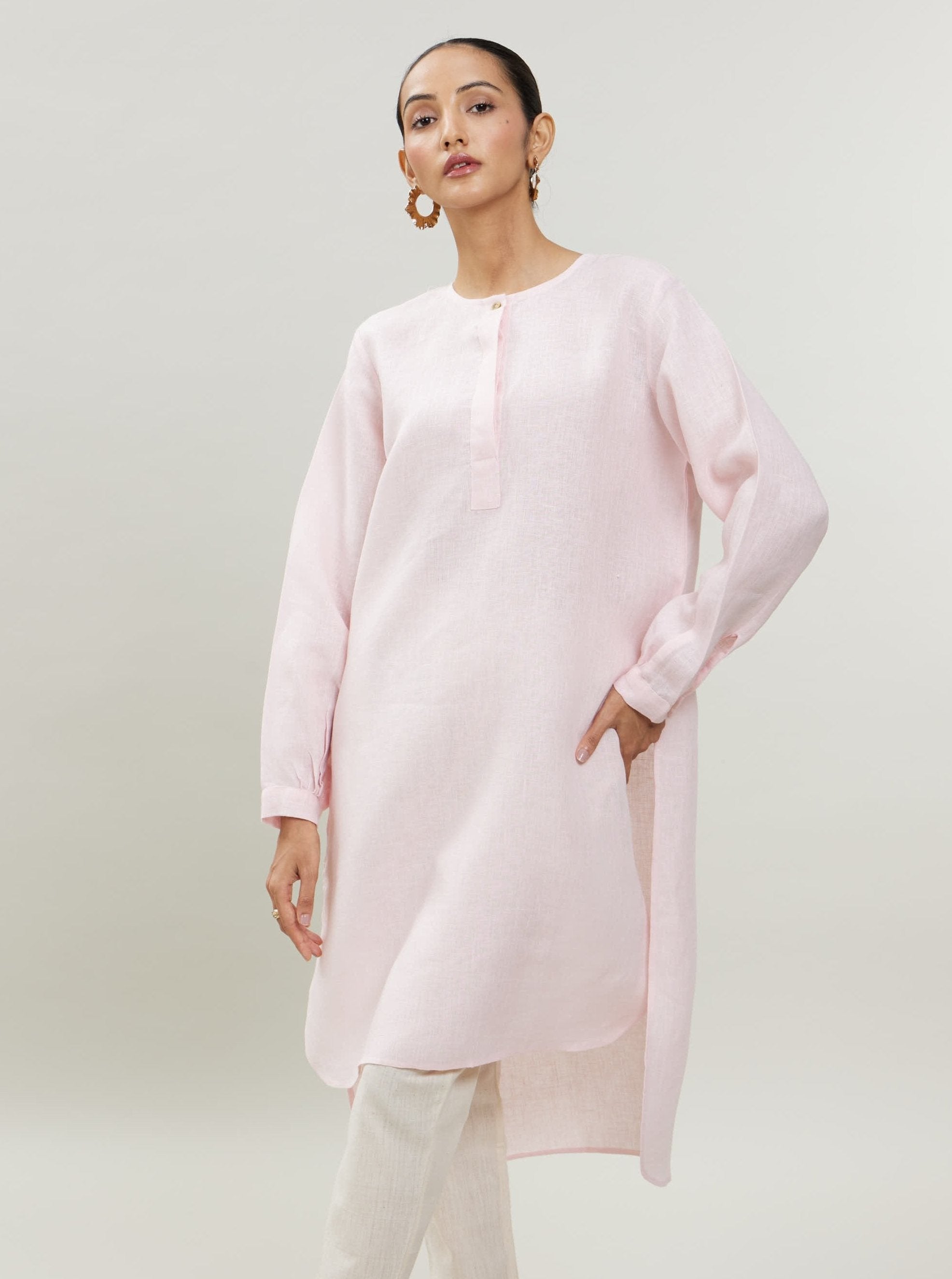 Rumi Kurta - Pink Linen