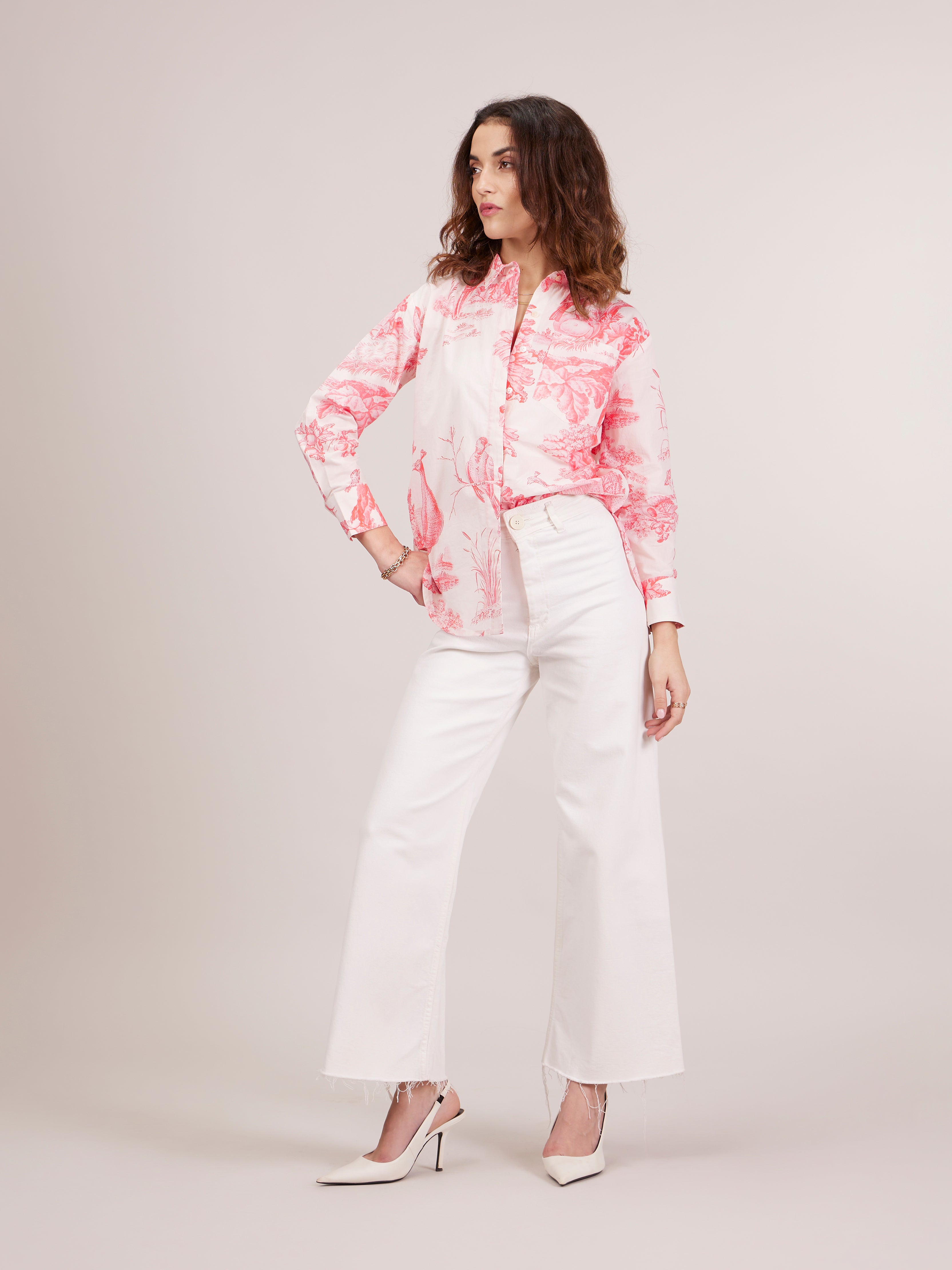 Cabo Oversized Printed Shirt - Pink