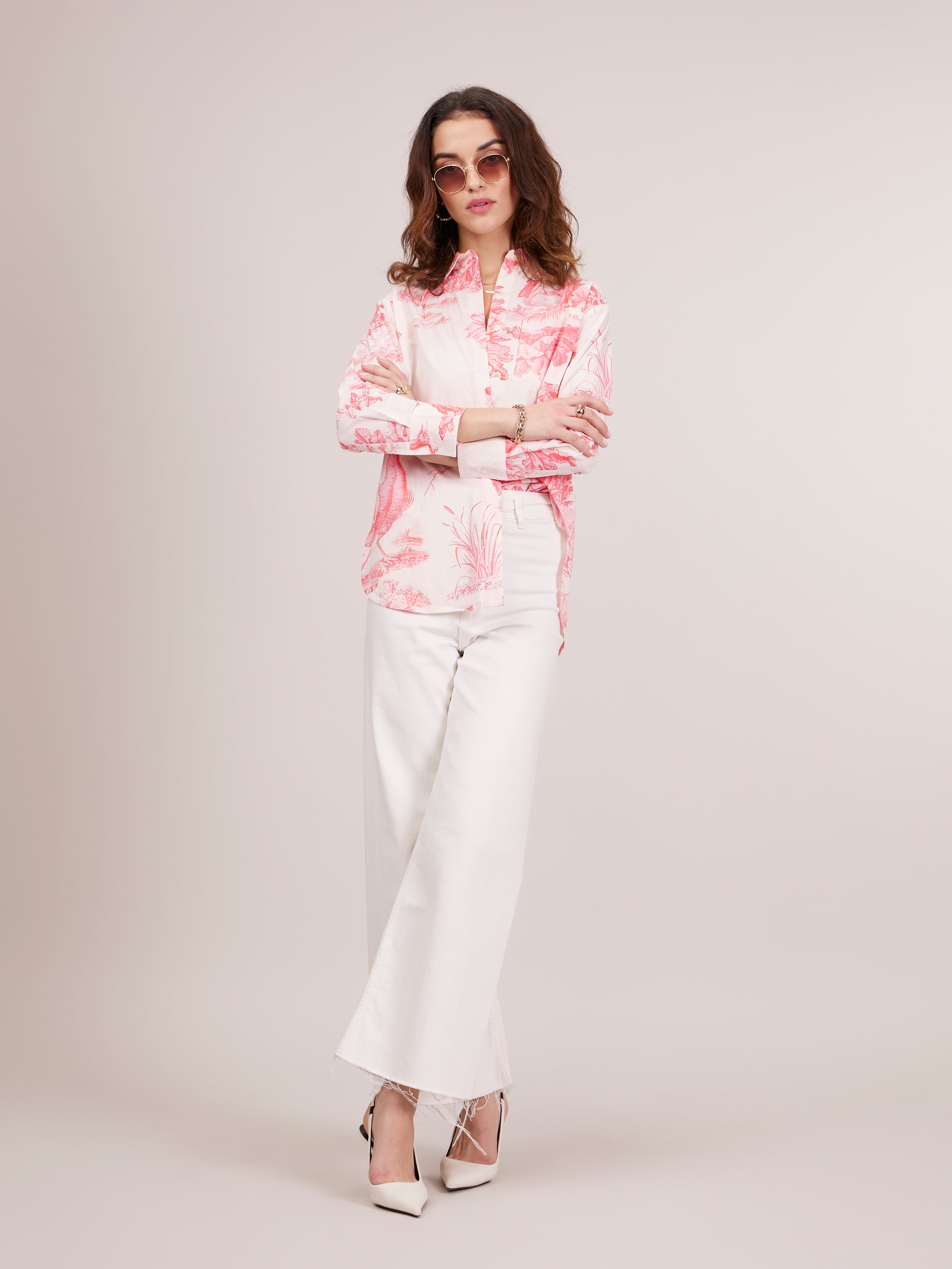 Cabo Oversized Printed Shirt - Pink