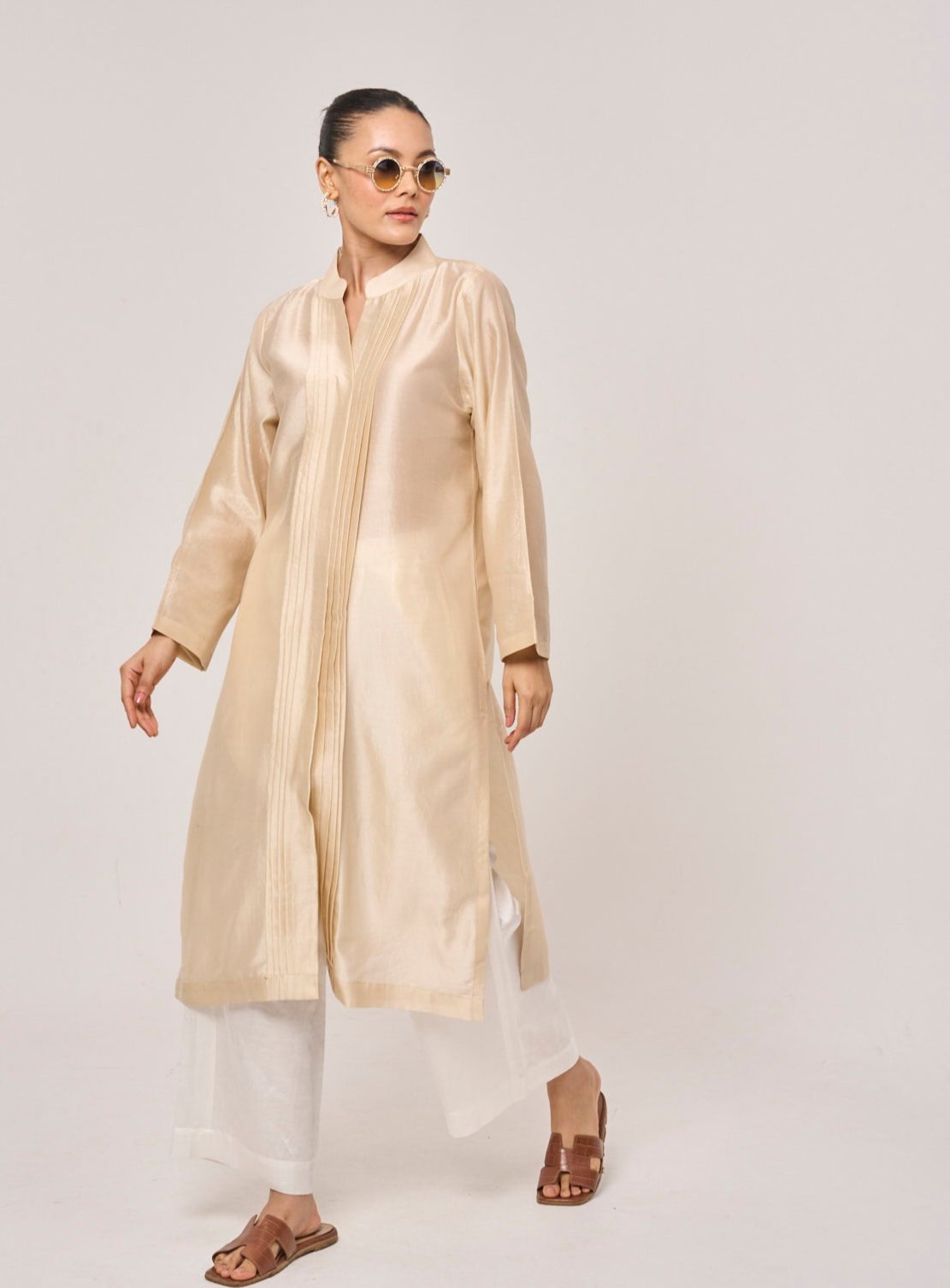 Estella Cotton Silk Kurta - Beige