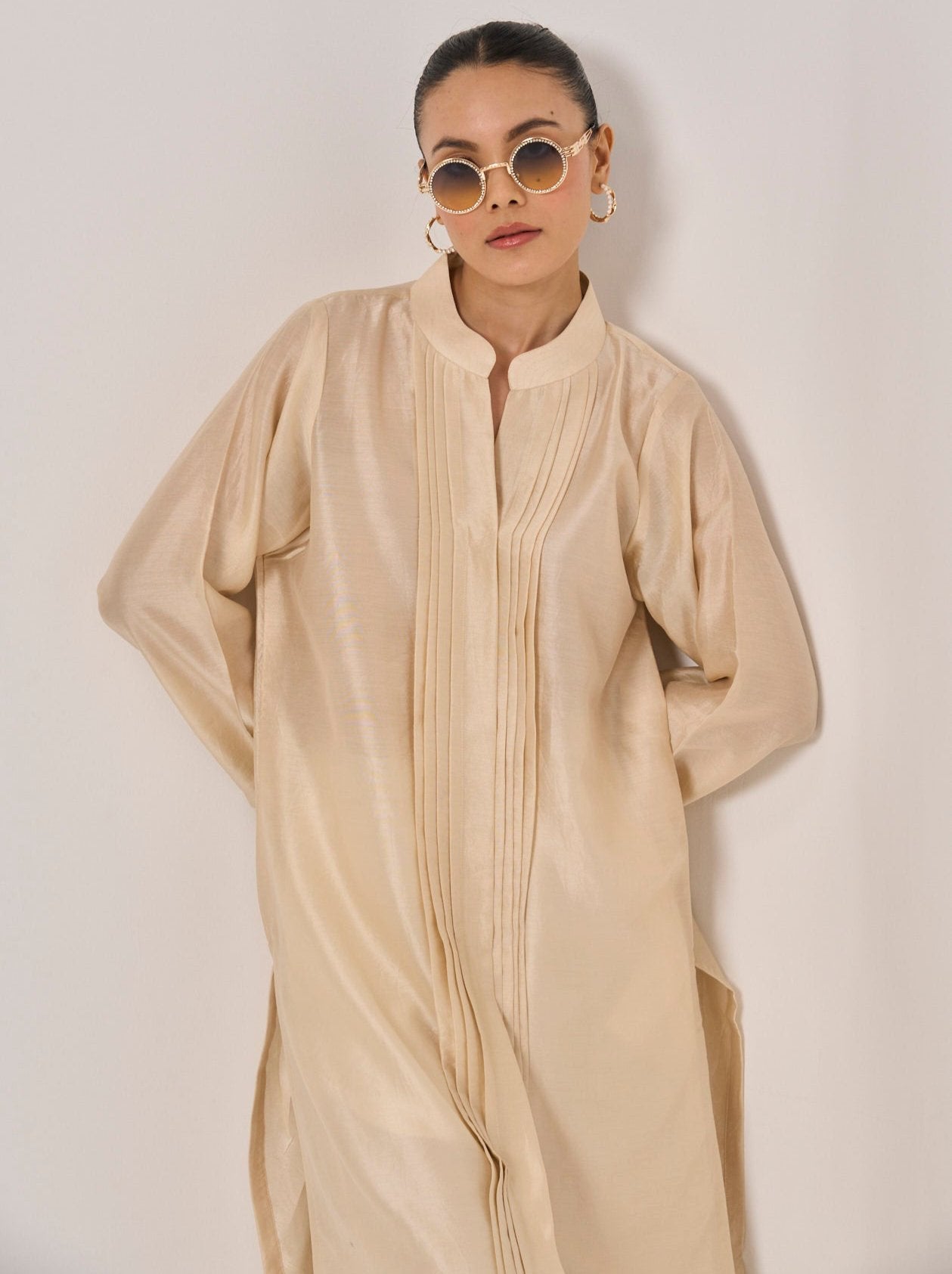 Estella Cotton Silk Kurta - Beige