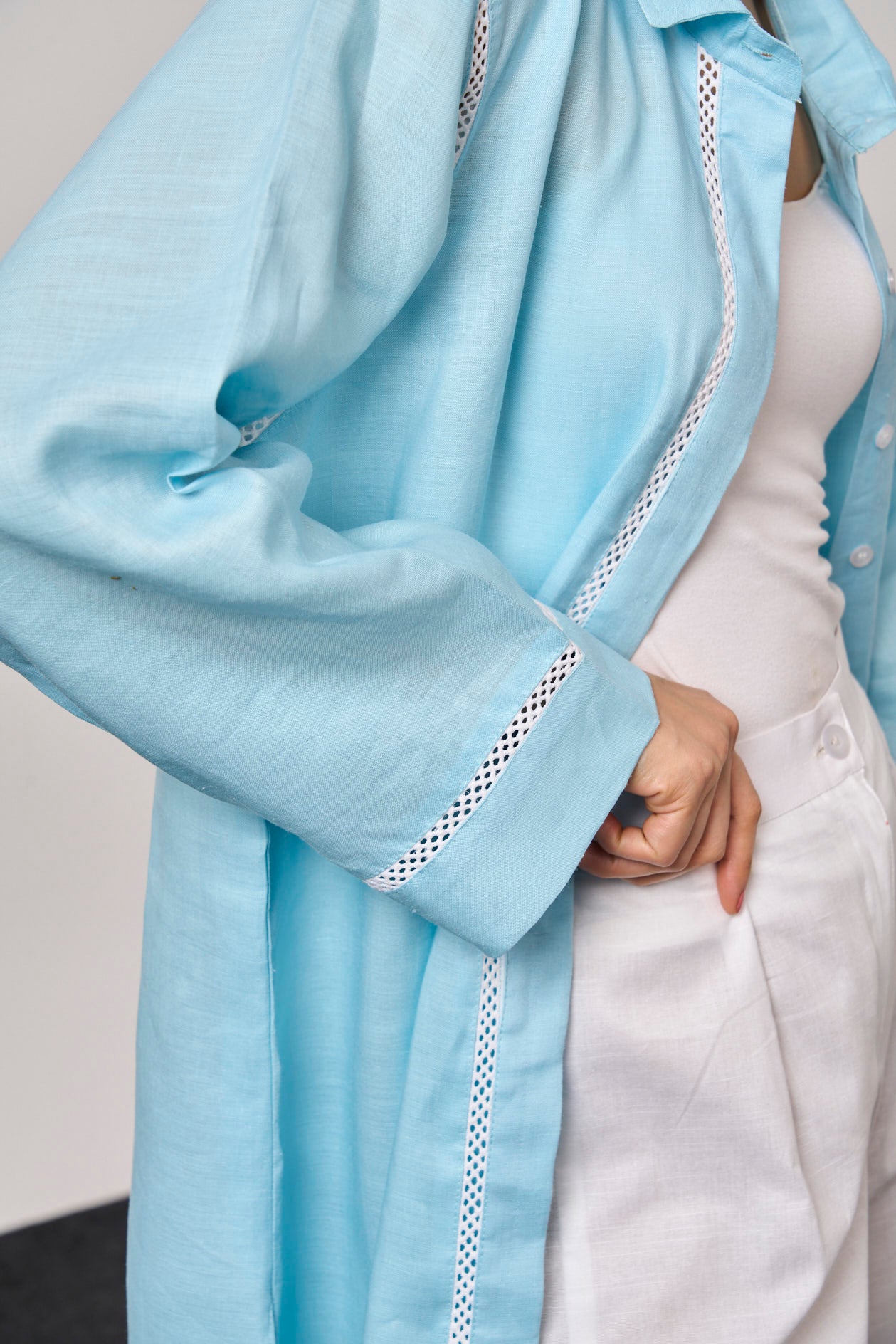 NY Oversized Linen Shirt - Blue