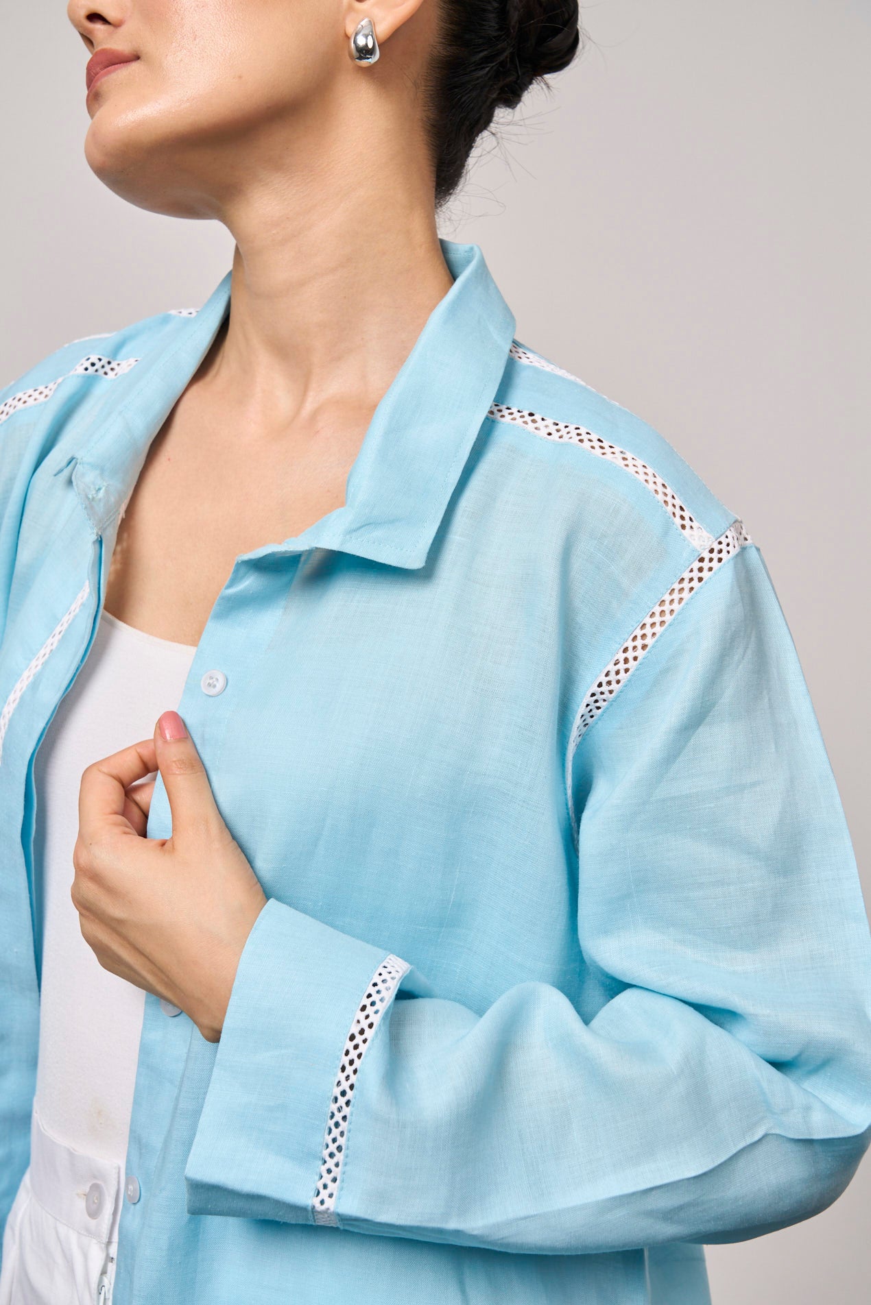 NY Oversized Linen Shirt - Blue