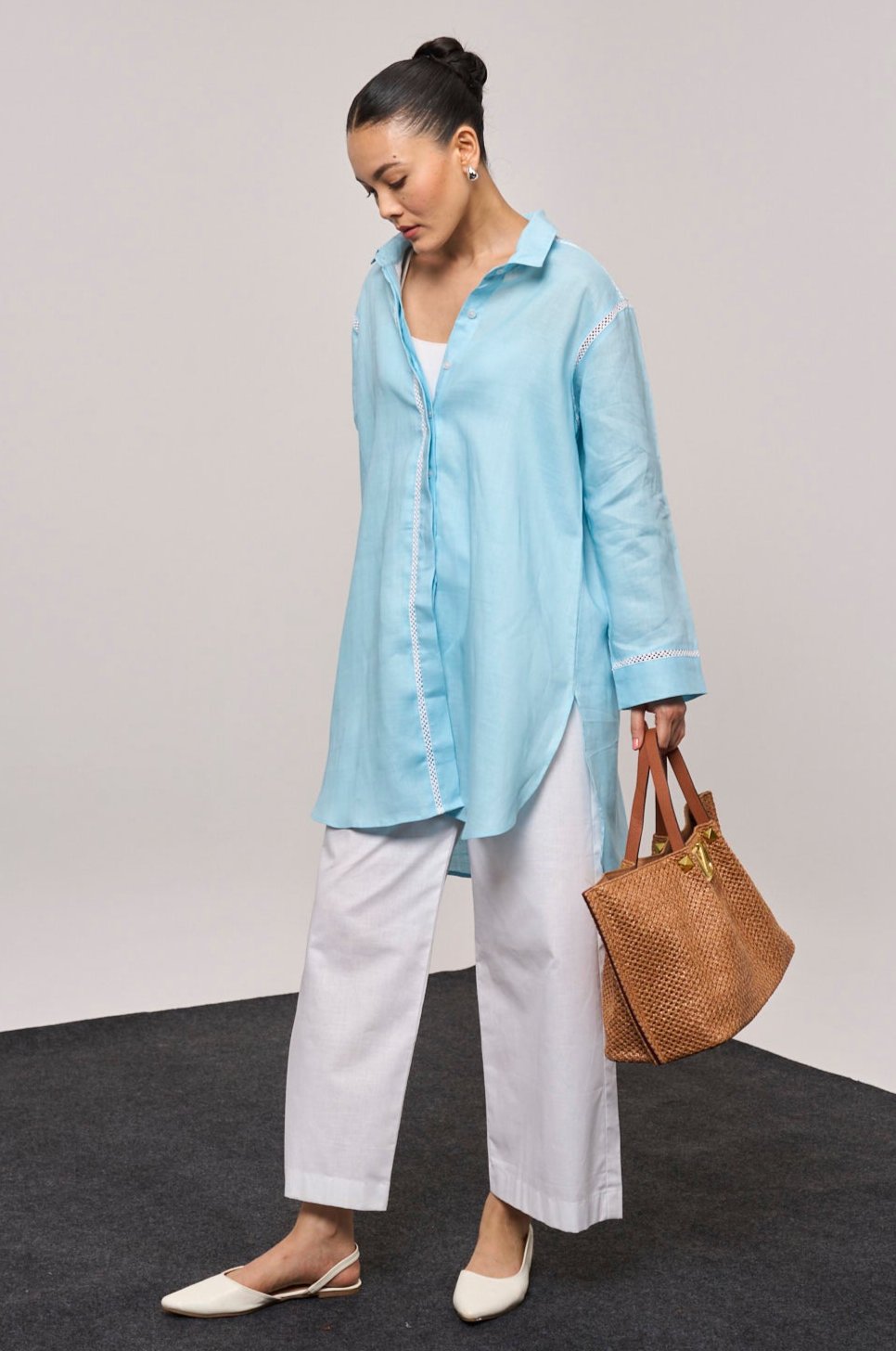 Linen Wide Pants - Ivory