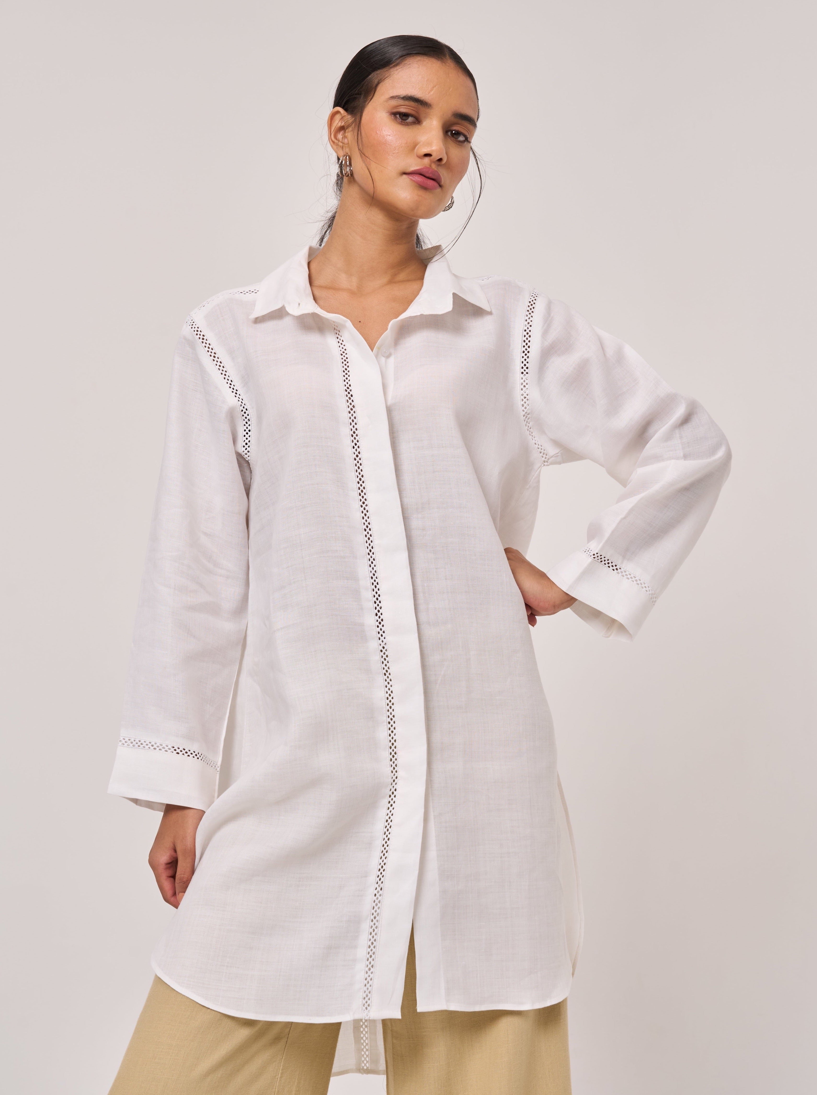NY Oversized Linen Shirt - Ivory