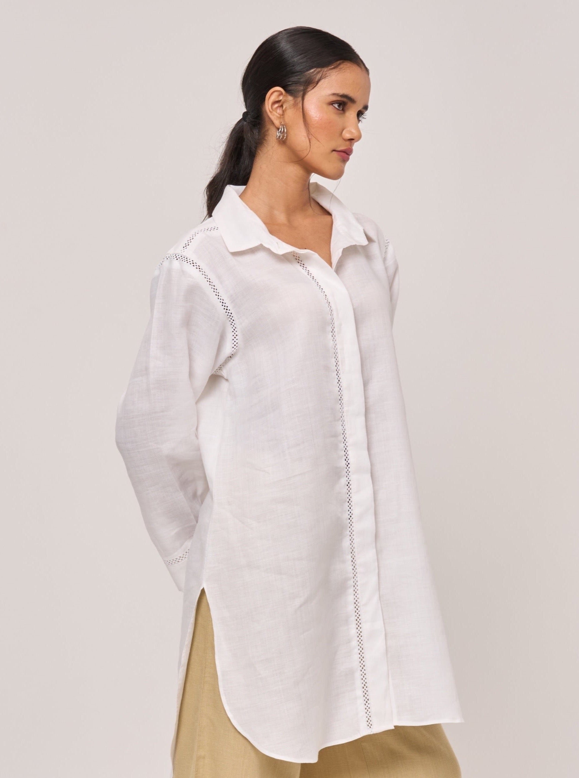 NY Oversized Linen Shirt - Ivory