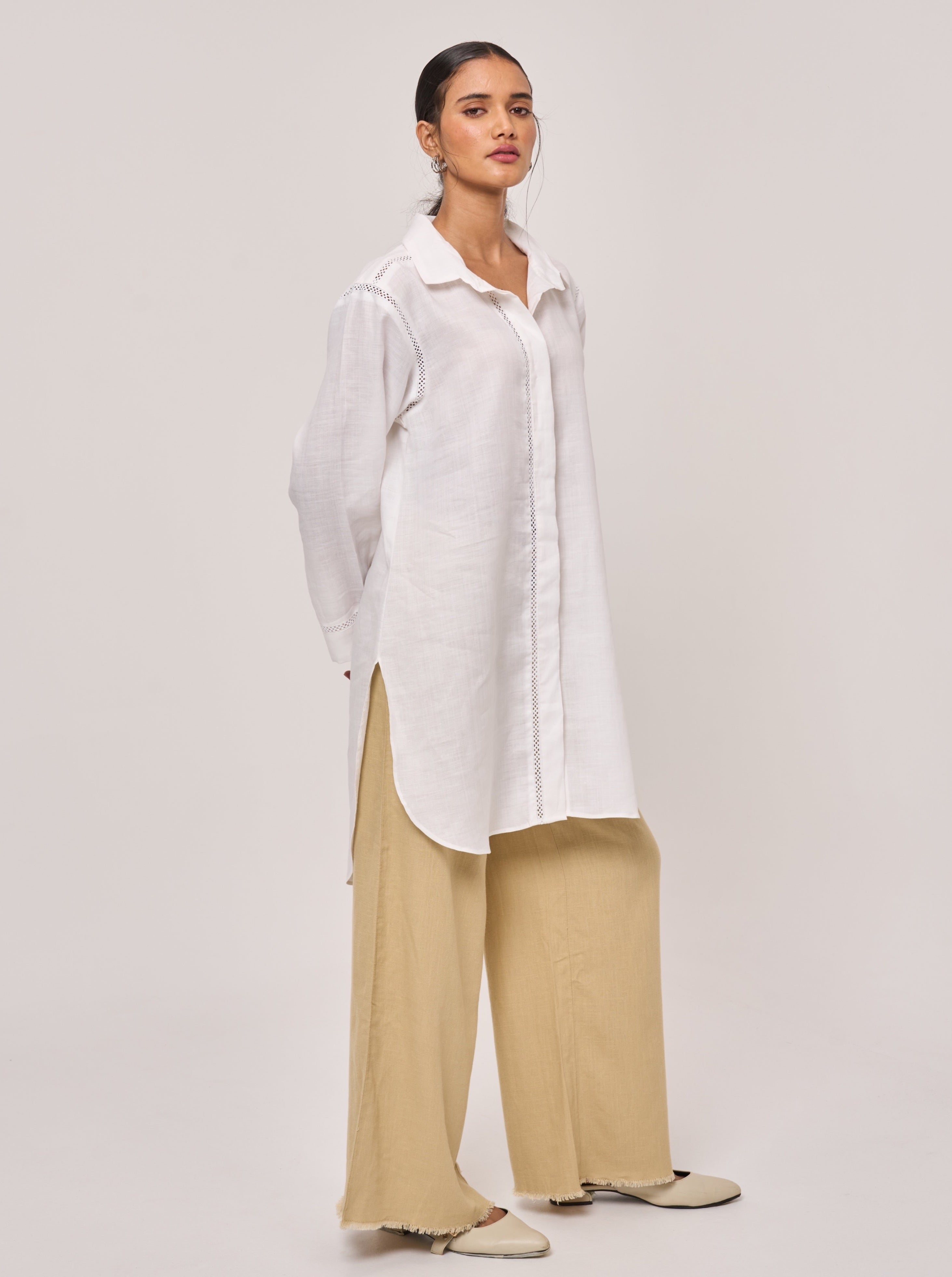 NY Oversized Linen Shirt - Ivory