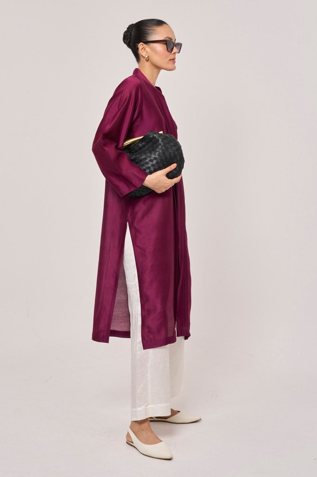Estella Cotton Silk Kurta - Burgundy