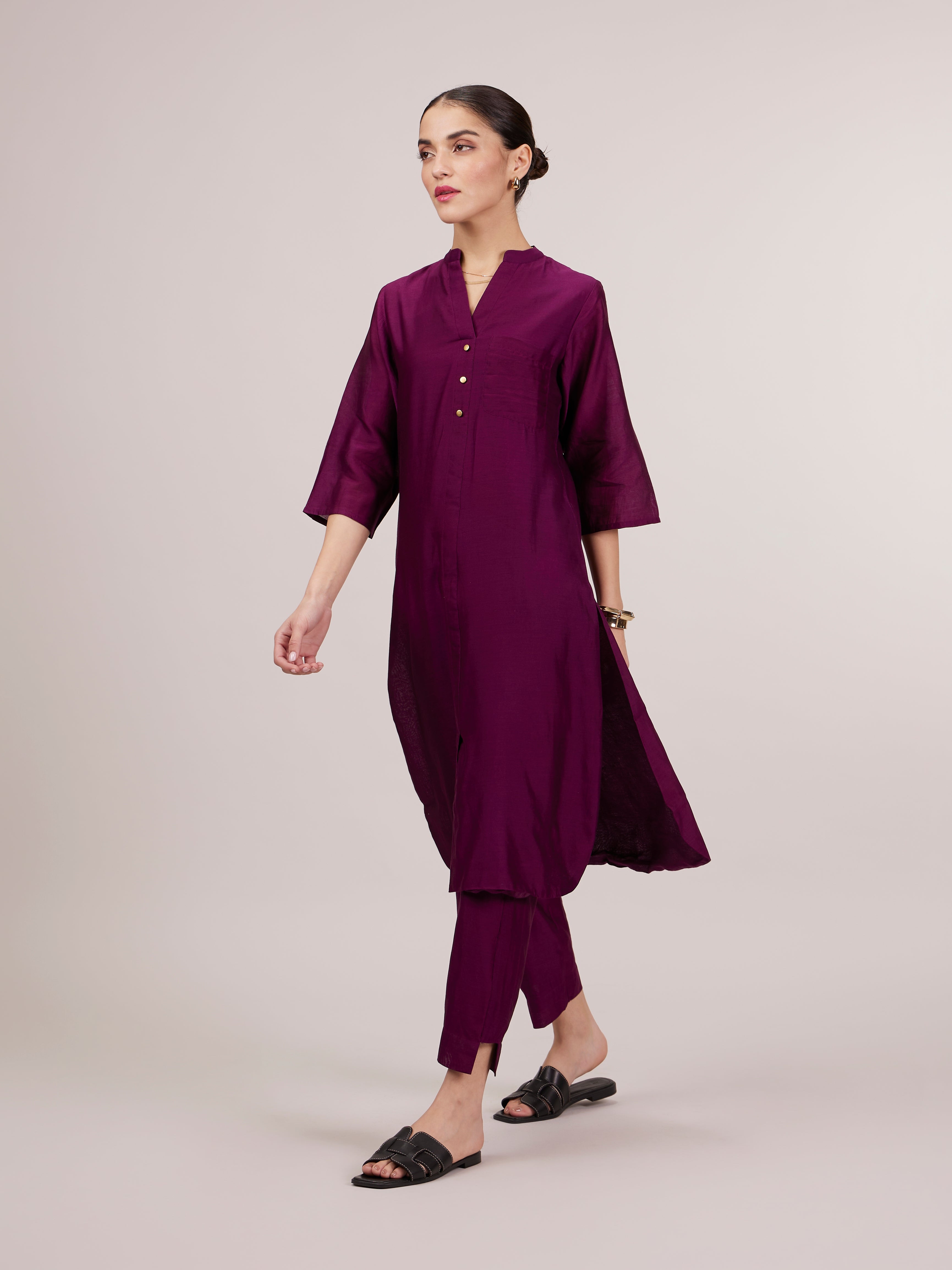 Mao Co-ord Set - Aubergine