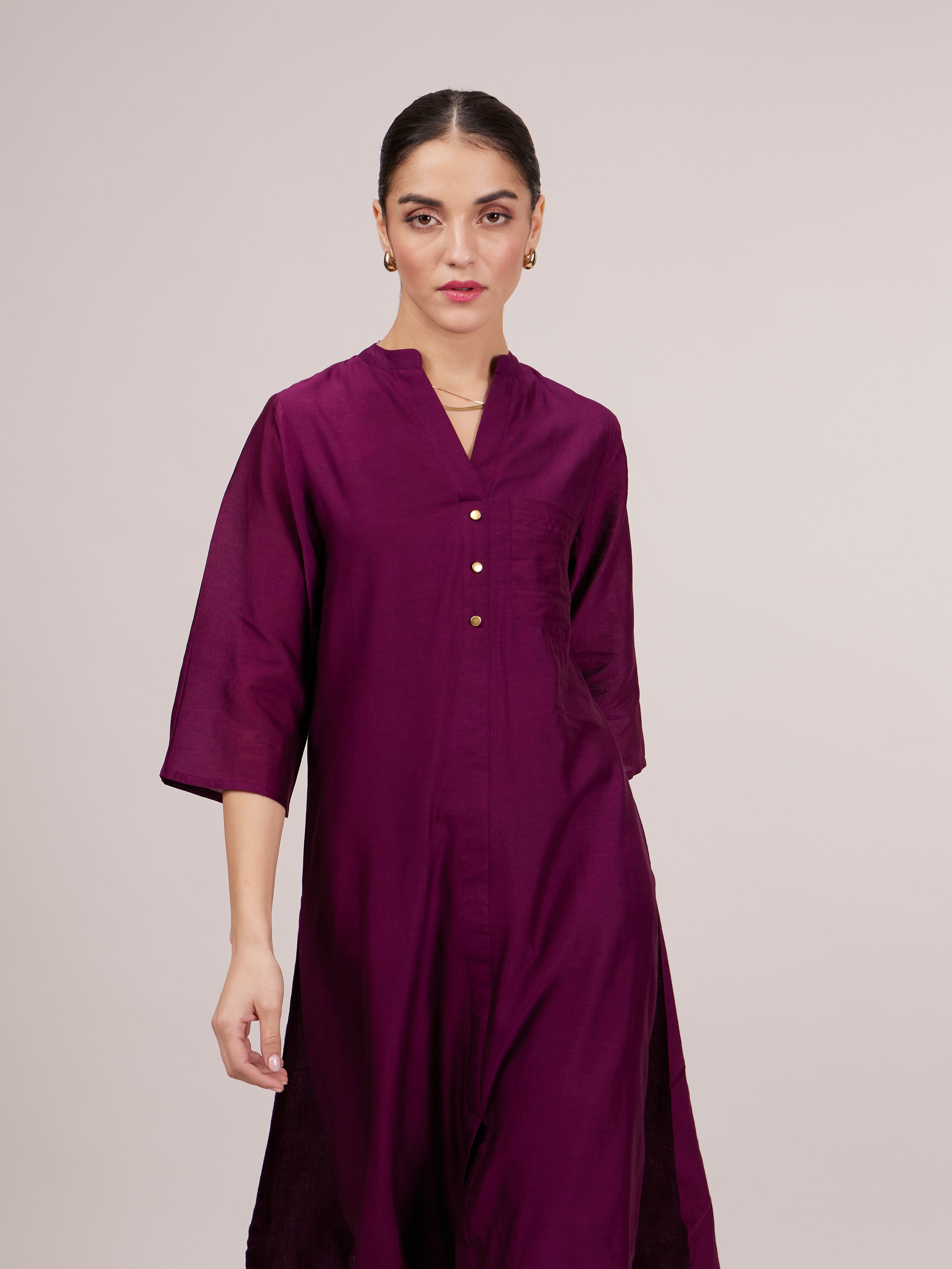 Mao Co-ord Set - Aubergine