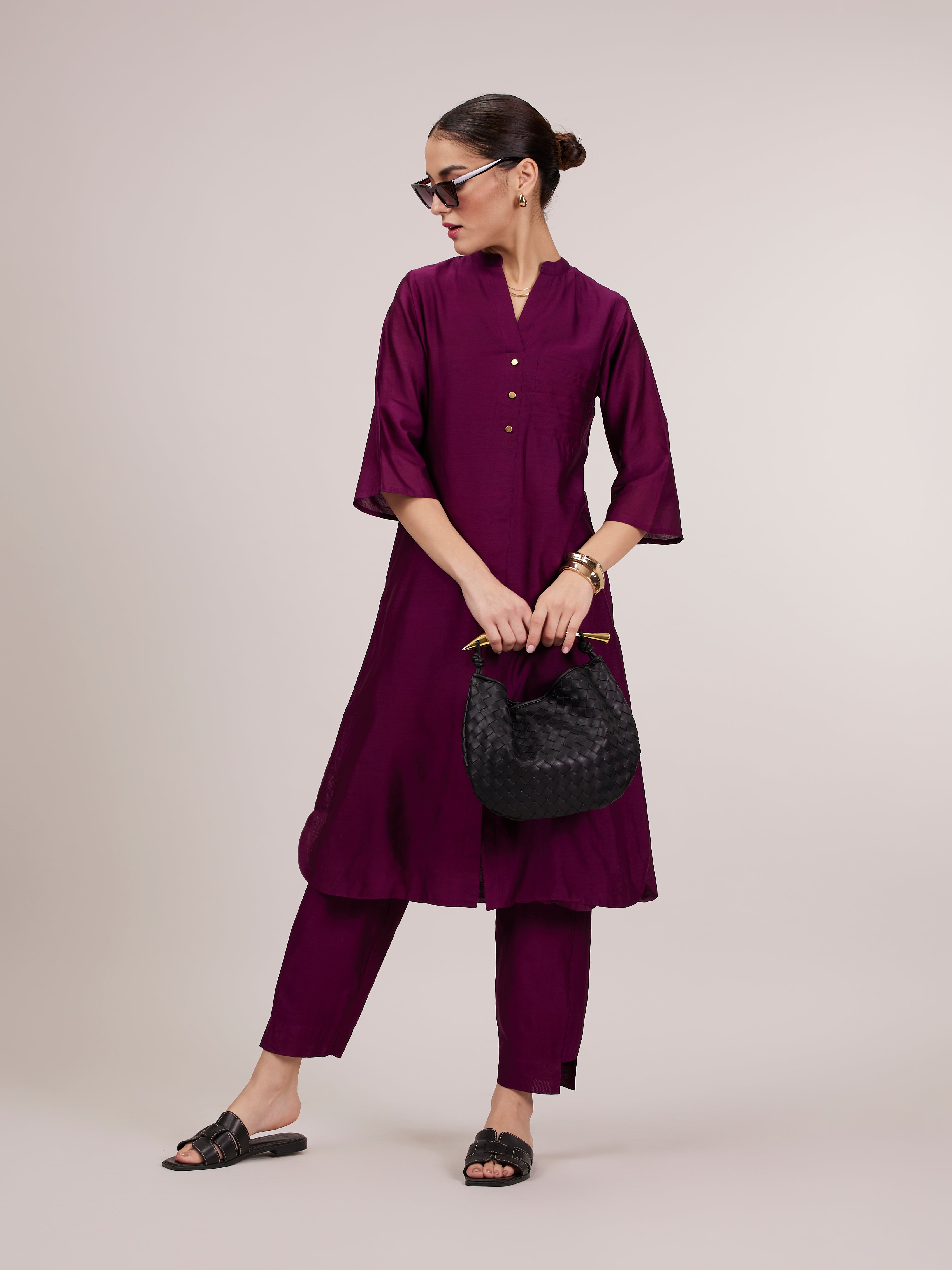 Mao Co-ord Set - Aubergine