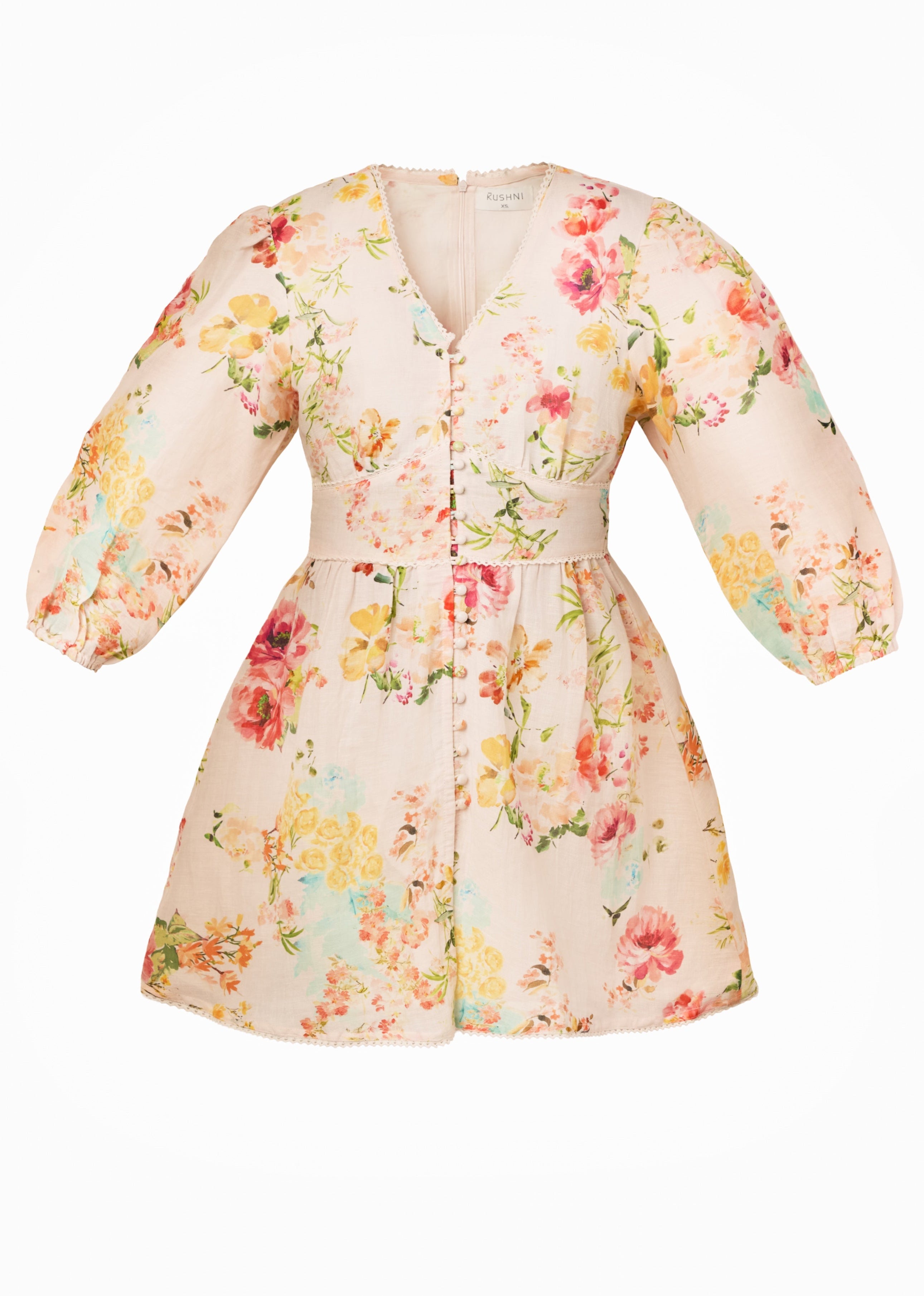 Simone Linen Mini Dress - Multi Floral