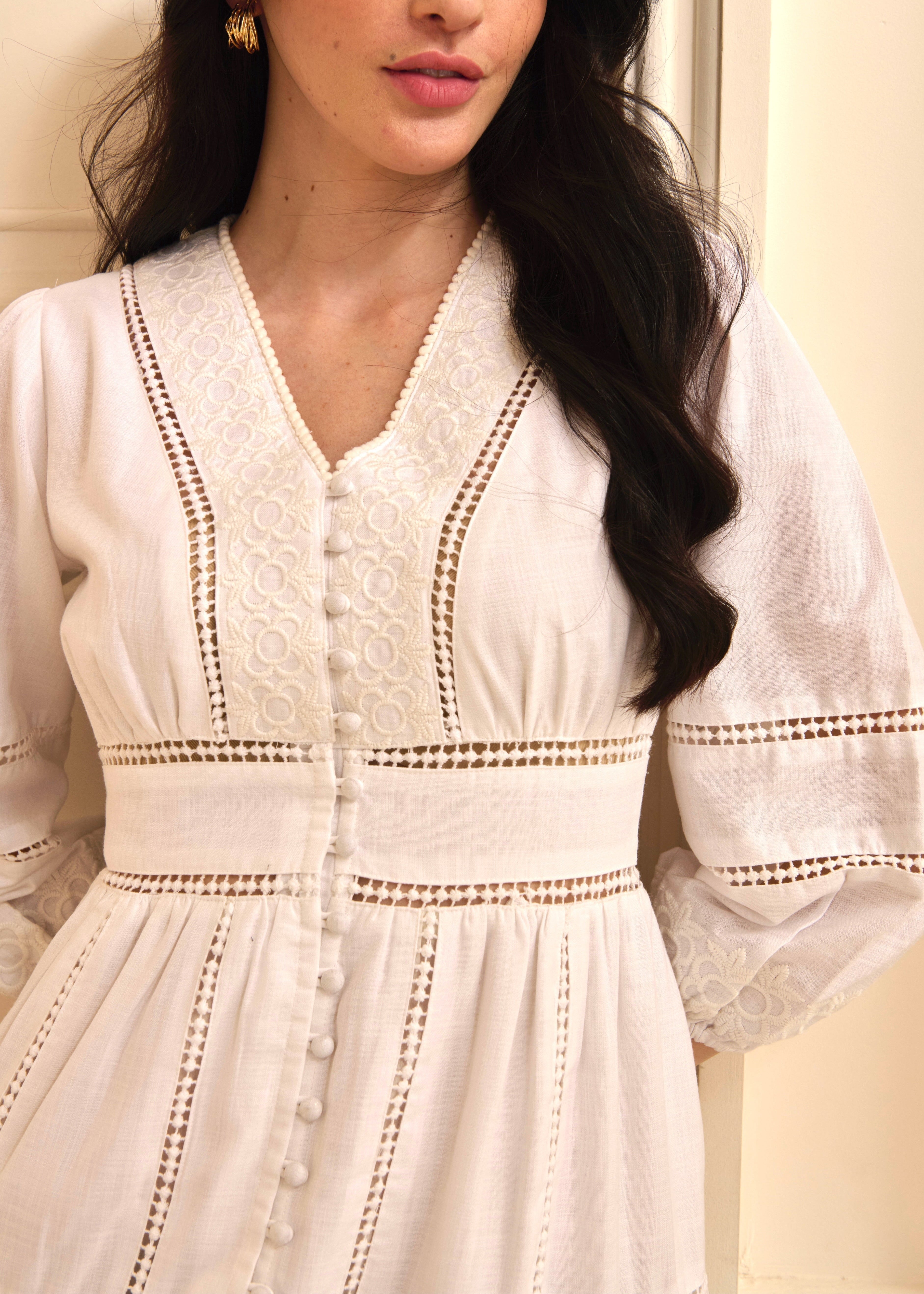 Ivanna Embroidered Mini Dress - White