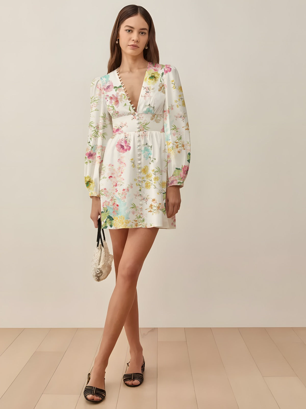 Simone Dress - Multi Floral - Cotton Linen