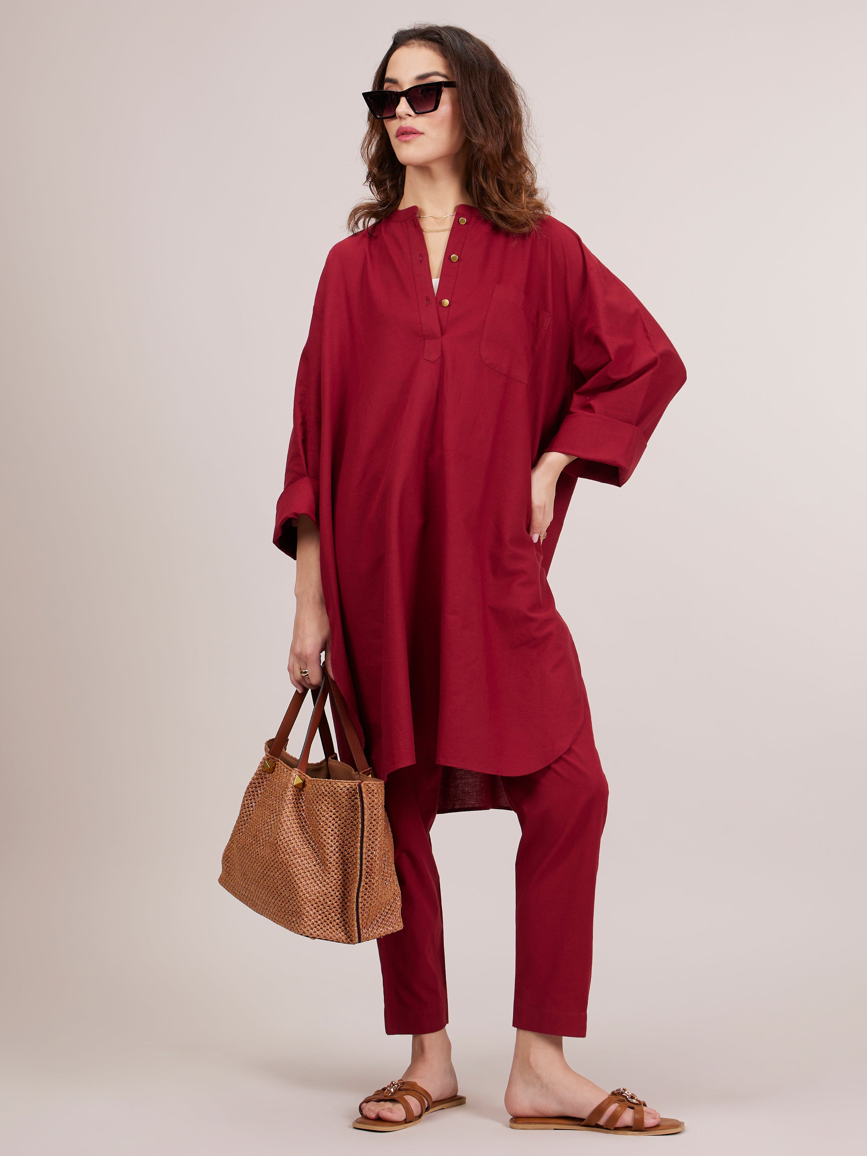 Yoko Oversized Co-ord Set - Maroon