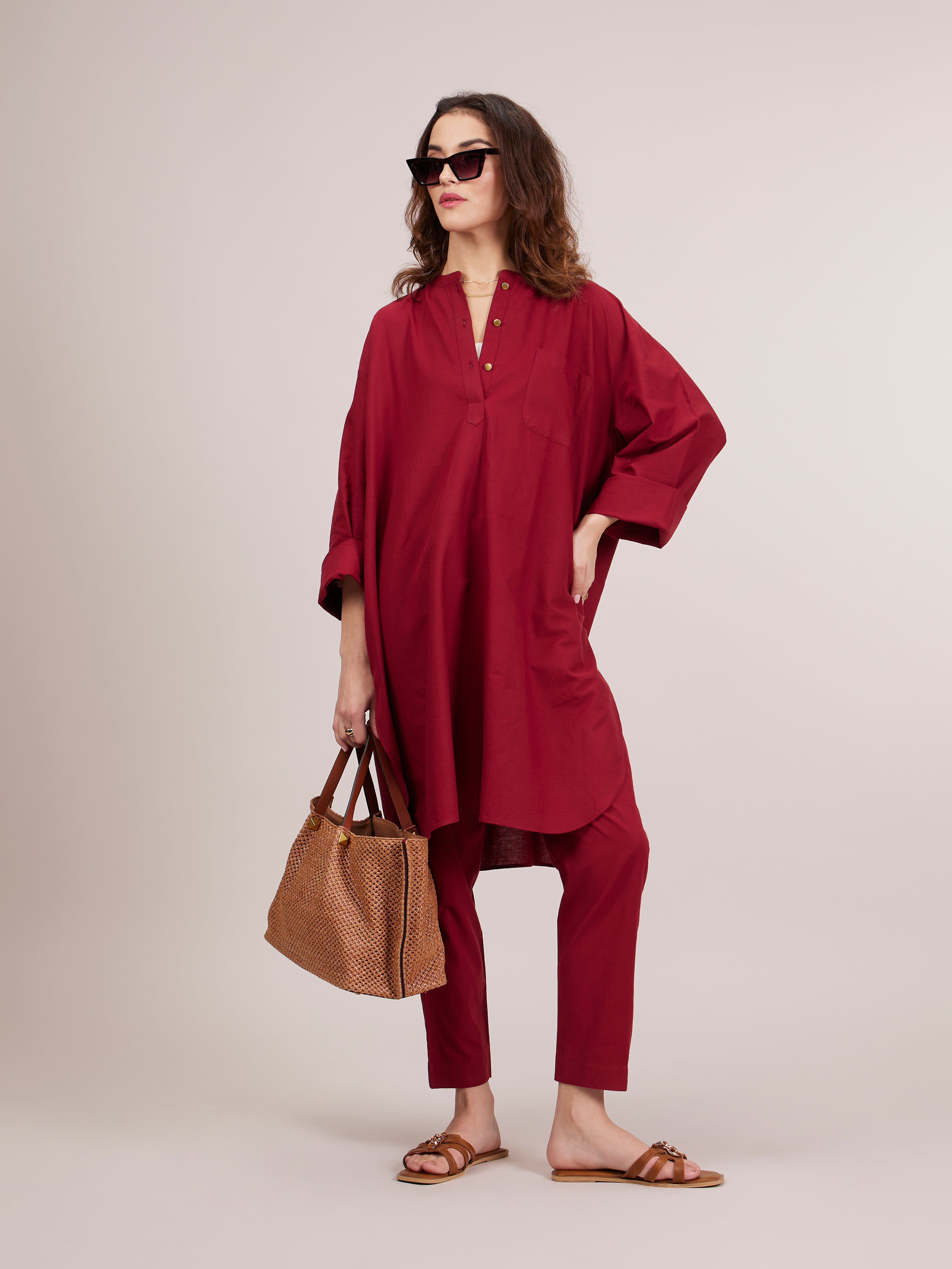 Yoko Oversized Co-ord Set - Maroon