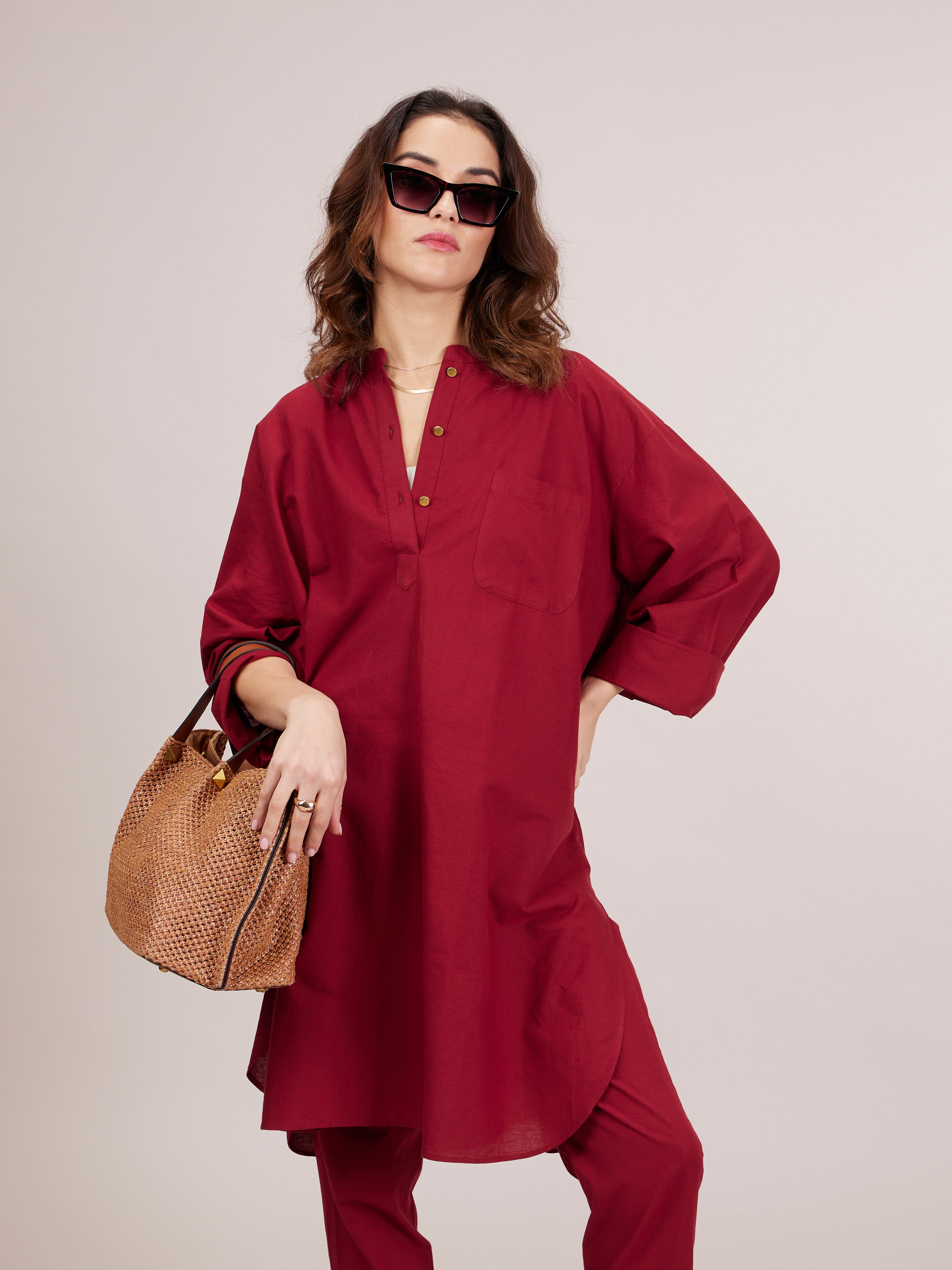 Yoko Oversized Co-ord Set - Maroon